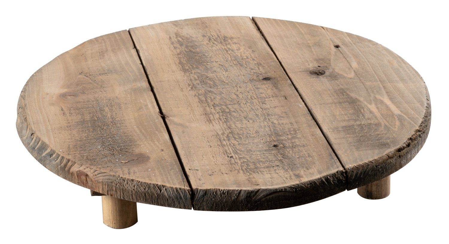 Tablett CHAMPO, braun, Holz, Ø 35 x H 6,5 cm, mit Füßen, Holz