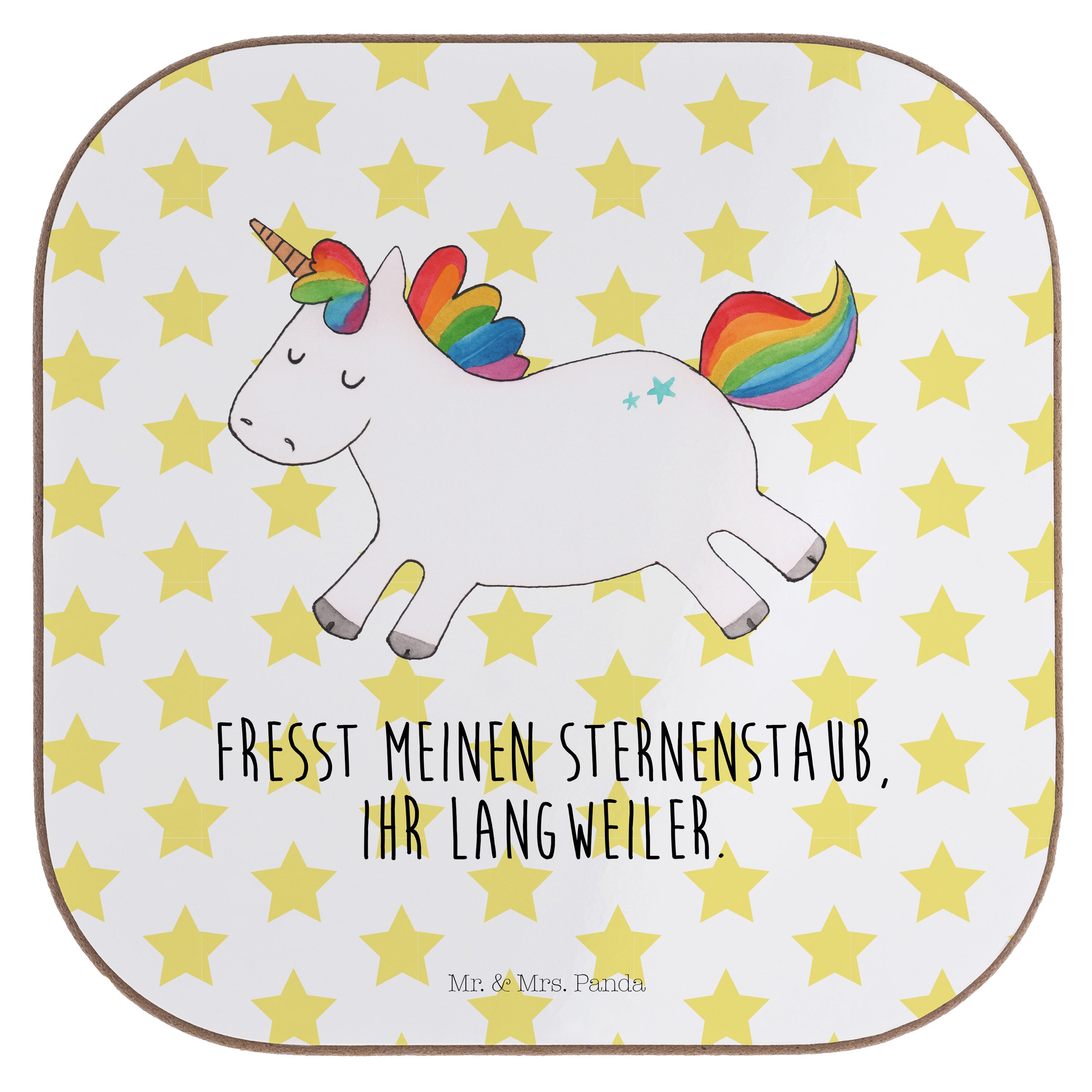 Pegasus, Getränkeuntersetzer Bierdeckel, Getränkeunterse, Happy 1-tlg. Mrs. & Geschenk, - Einhorn Mr. Panda - Weiß