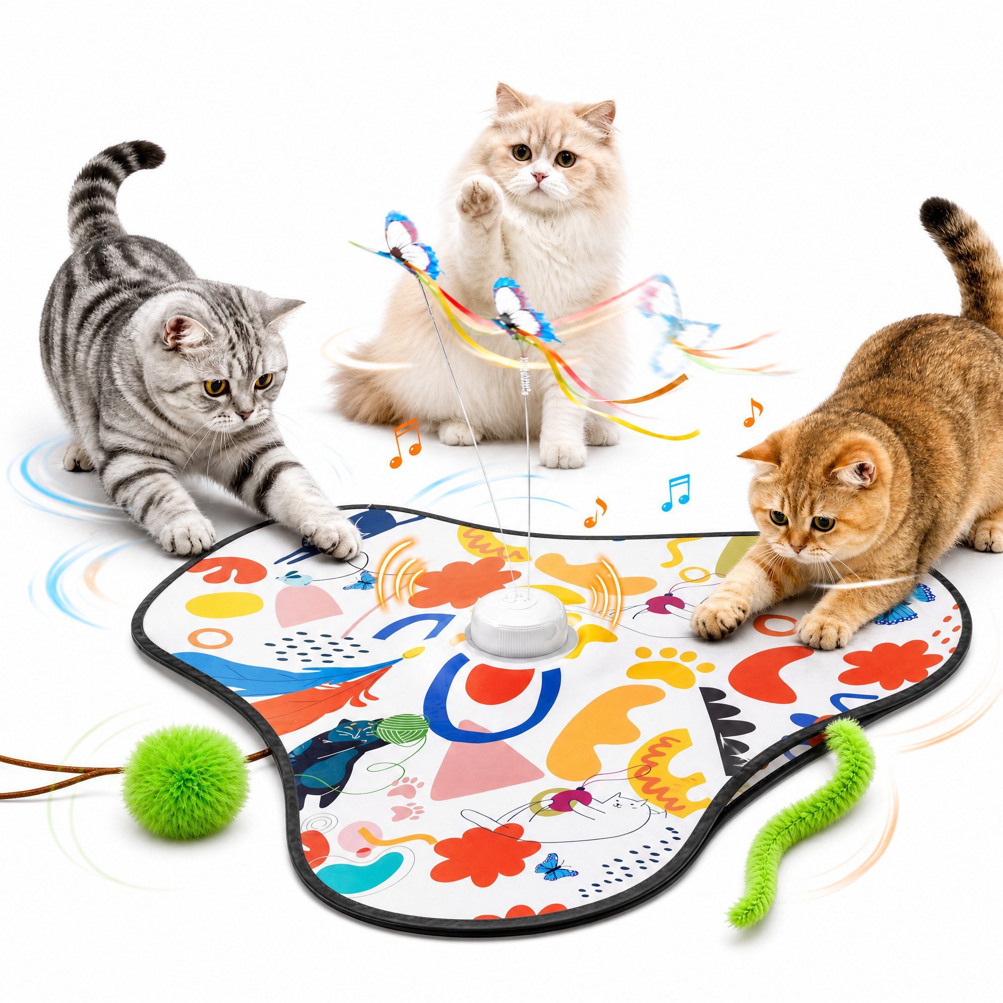 marmortrend Sehnsucht nach Einzigartigkeit Tier-Intelligenzspielzeug Automatisches Katzenspielzeug Selbstbeschäftigung Mäusefangspiel, Elektrisches Tierspielzeug mit 1800 Akku,Automatisches Standby und Starten Interaktives katze spielzeug mit Feder,Mausge