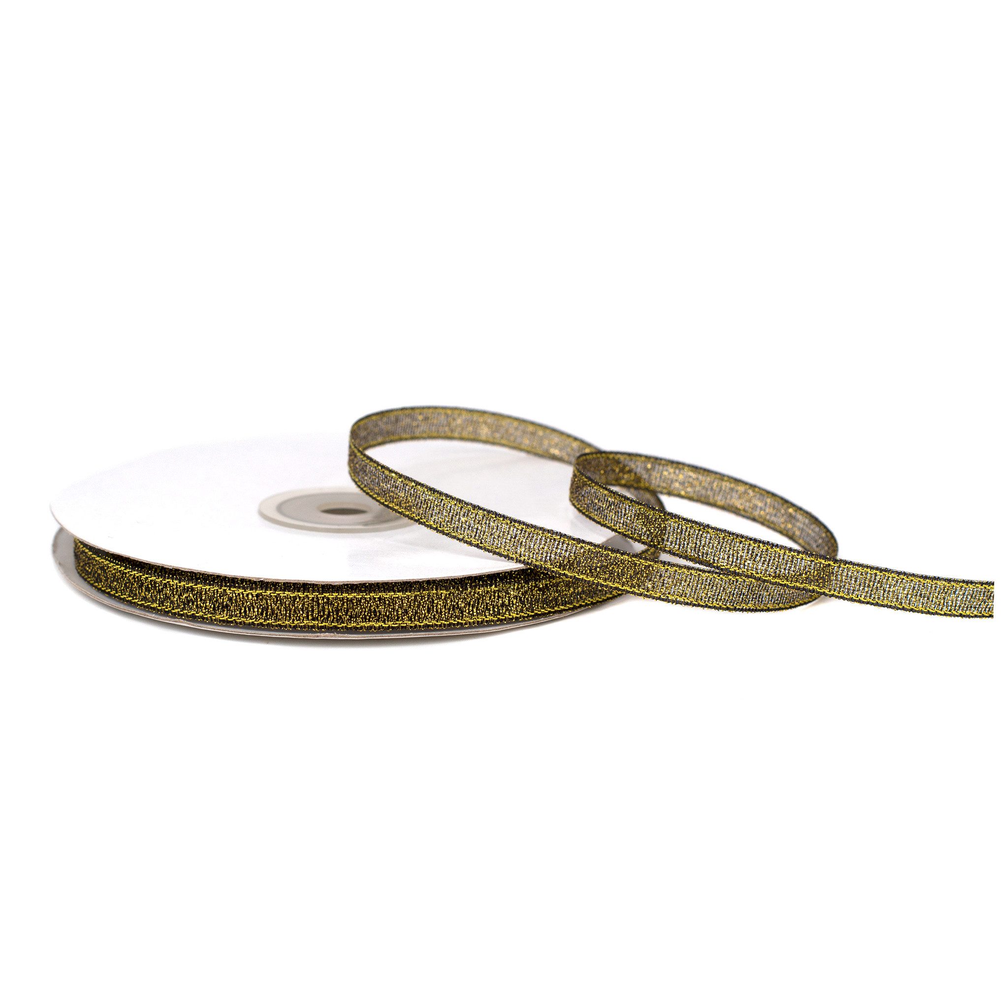 Creativery Geschenkband, Glitzerband 6mm x 32m Rolle Braun / Gold