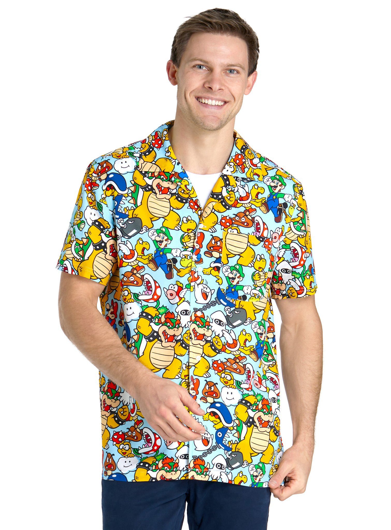 Opposuits T-Shirt Bowsers Kingdom Sommerhemd Hawaiihemd für Super Mario-Fans