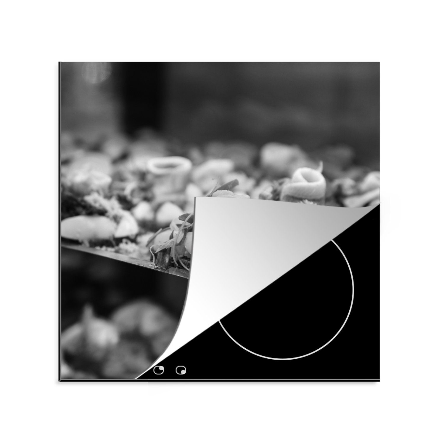 MuchoWow Herdblende-/Abdeckplatte Dänemark - Schwarz - Weiß - Küche, Vinyl, (1 tlg), 78x78 cm, Ceranfeldabdeckung, Arbeitsplatte für küche