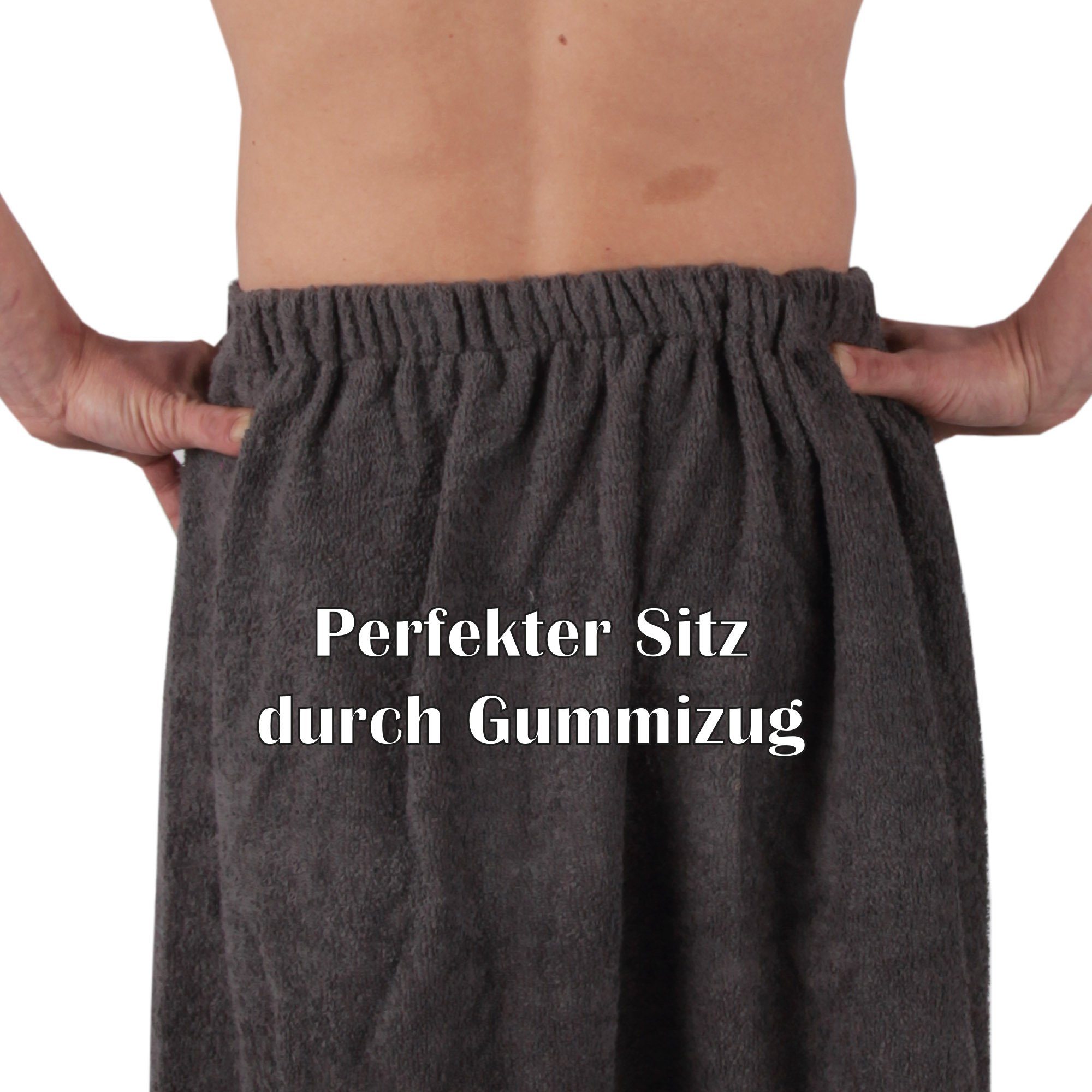 Baumwolle Kilt Anthrazit Knopfverschluss mit Kilt, Frottier Saunatuch und Bestlivings Sauna Gummbund (1-St),