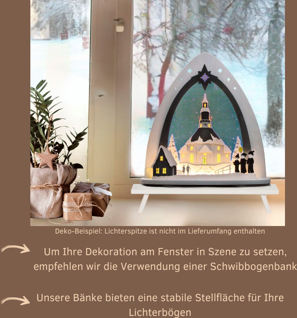 Weigla Schwibbogen-Fensterbank Weihnachtsdeko, Made in Germany, aus Buchenholz, weiß-lackiert,Höhe ca. 11 cm – Bild 4 von 5