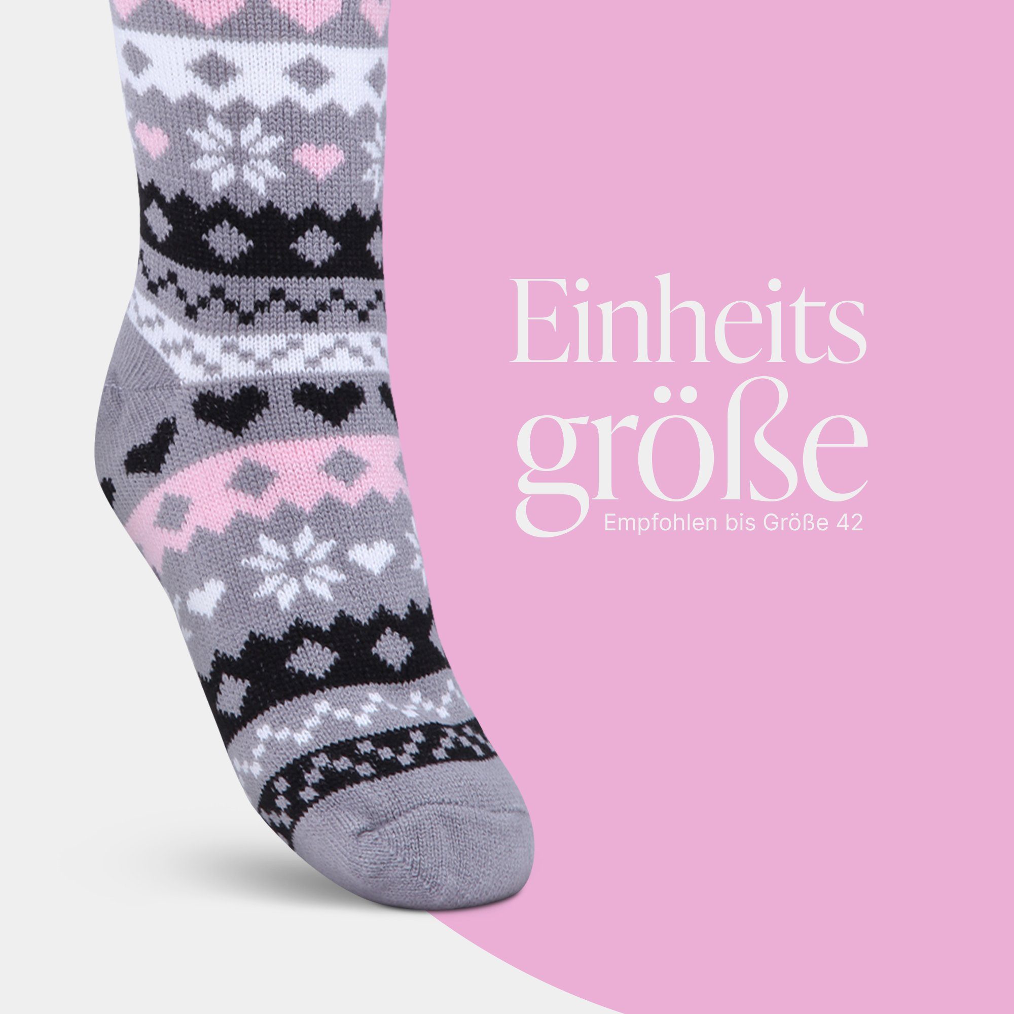 Bestlivings ABS-Socken Hüttensocken 36-42 Hüttensocken Stoppersocken plüschig ( ) Grau Herz Teddyfutter, Haussocken mit (1-Paar) Socken