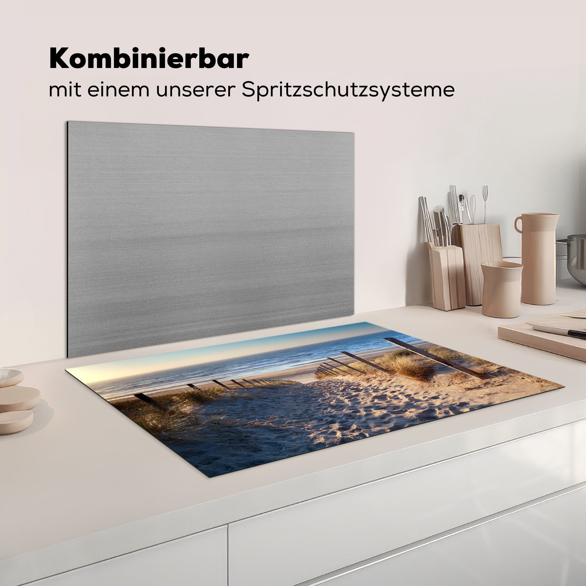 81x52 Meer Sommer, MuchoWow - cm, tlg), küche, Ceranfeldabdeckung Herdblende-/Abdeckplatte Strand (1 Induktionskochfeld Schutz - - Vinyl, Düne die für Sand -