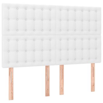 vidaXL Bettgestell Boxspringbett mit Matratze LED Weiß 140x200 cm Kunstleder Bett Bettge