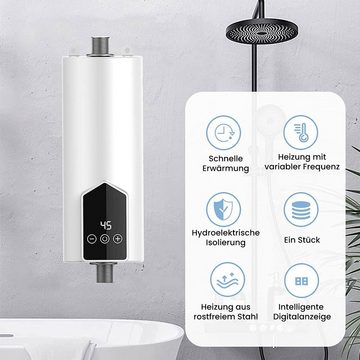 MAGICSHE Klein-Durchlauferhitzer Elektrische Kleiner Durchlauferhitzer dusche mit Duschkopf LED-Anzeige