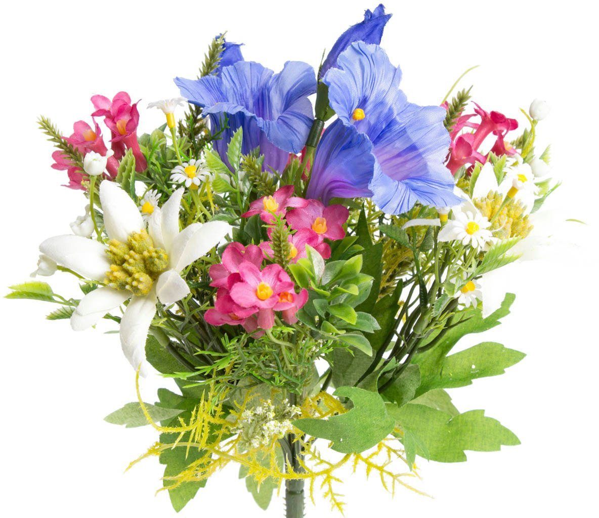Kunstblume Edelweiß-Enzian-Alpenrosenstrauß