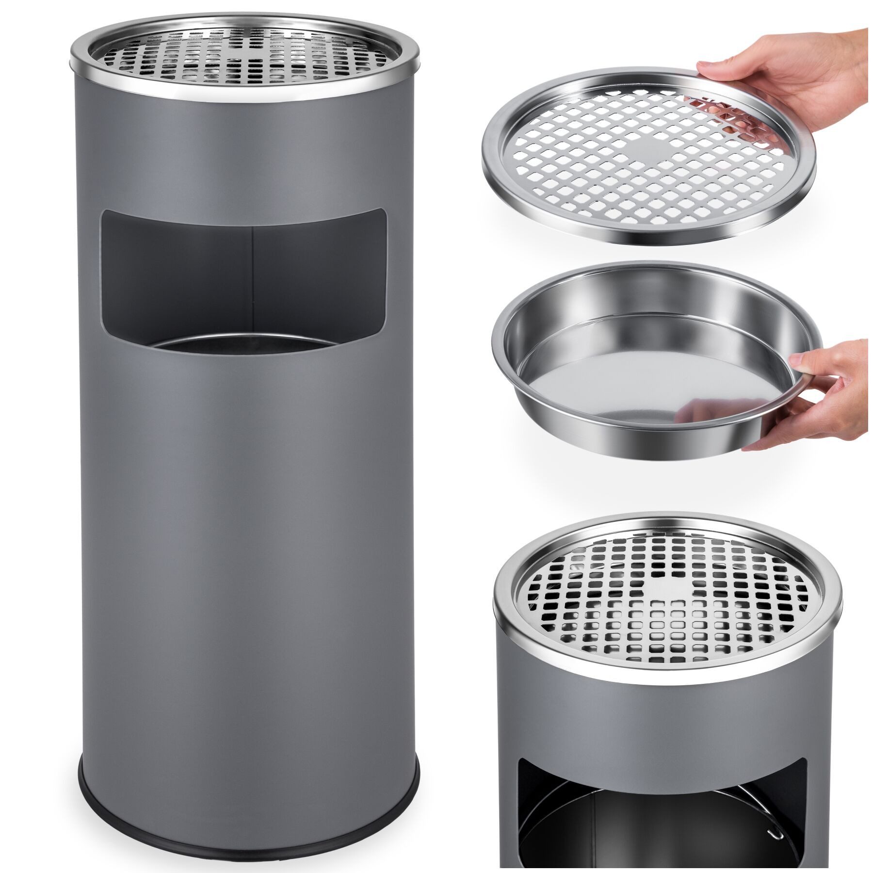 tectake Aschenbecher Standaschenbecher, rund