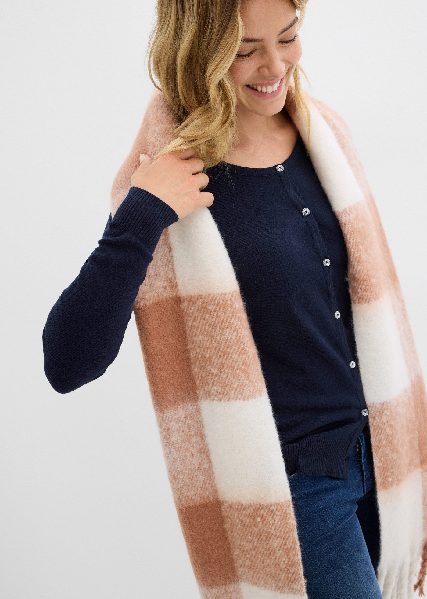 bonprix Strickjacke schmale Passform, Feinstrick-Design, aus Baumwolle und günstig online kaufen