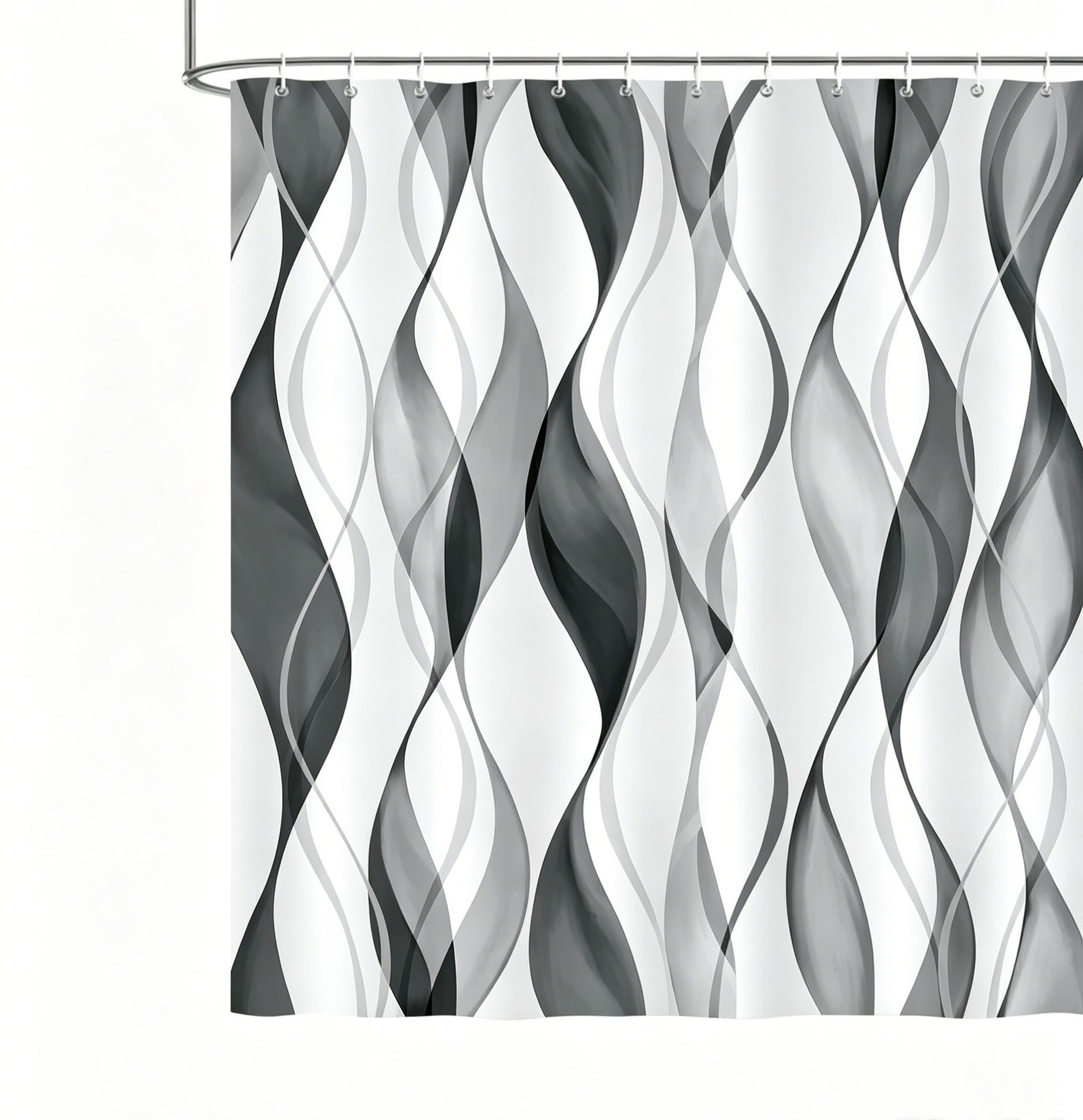 Zyronn Duschvorhang Wellenstreifen-Duschvorhang, wasserdichter und schimmelresistenter Breite 180 cm, Polyester-Duschvorhang für Badezimmer, Duschkabinen und Hotels