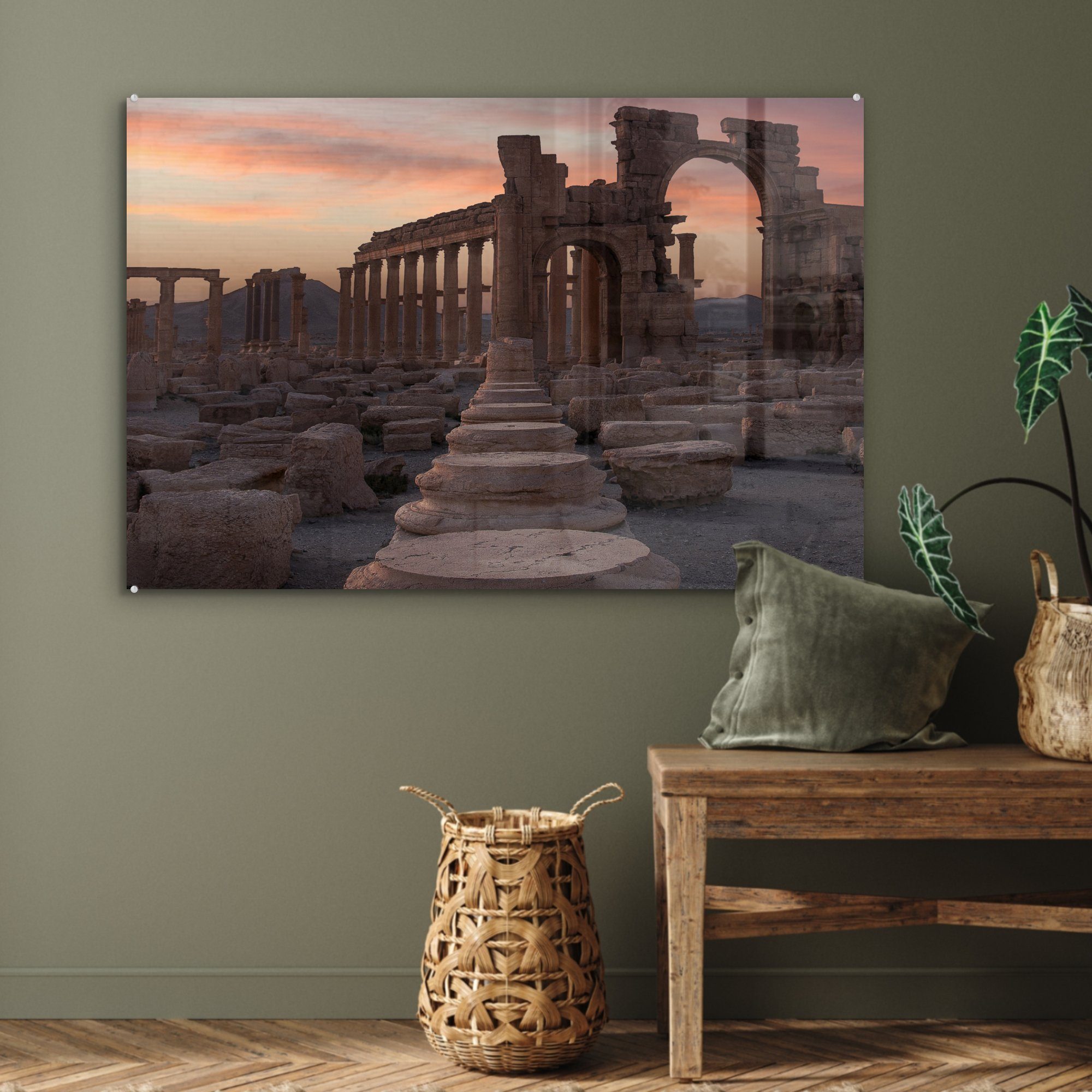 St), Wohnzimmer Acrylglasbilder (1 römischen mit & einer MuchoWow Die Schlafzimmer Ruinen Acrylglasbild Kolonnade,