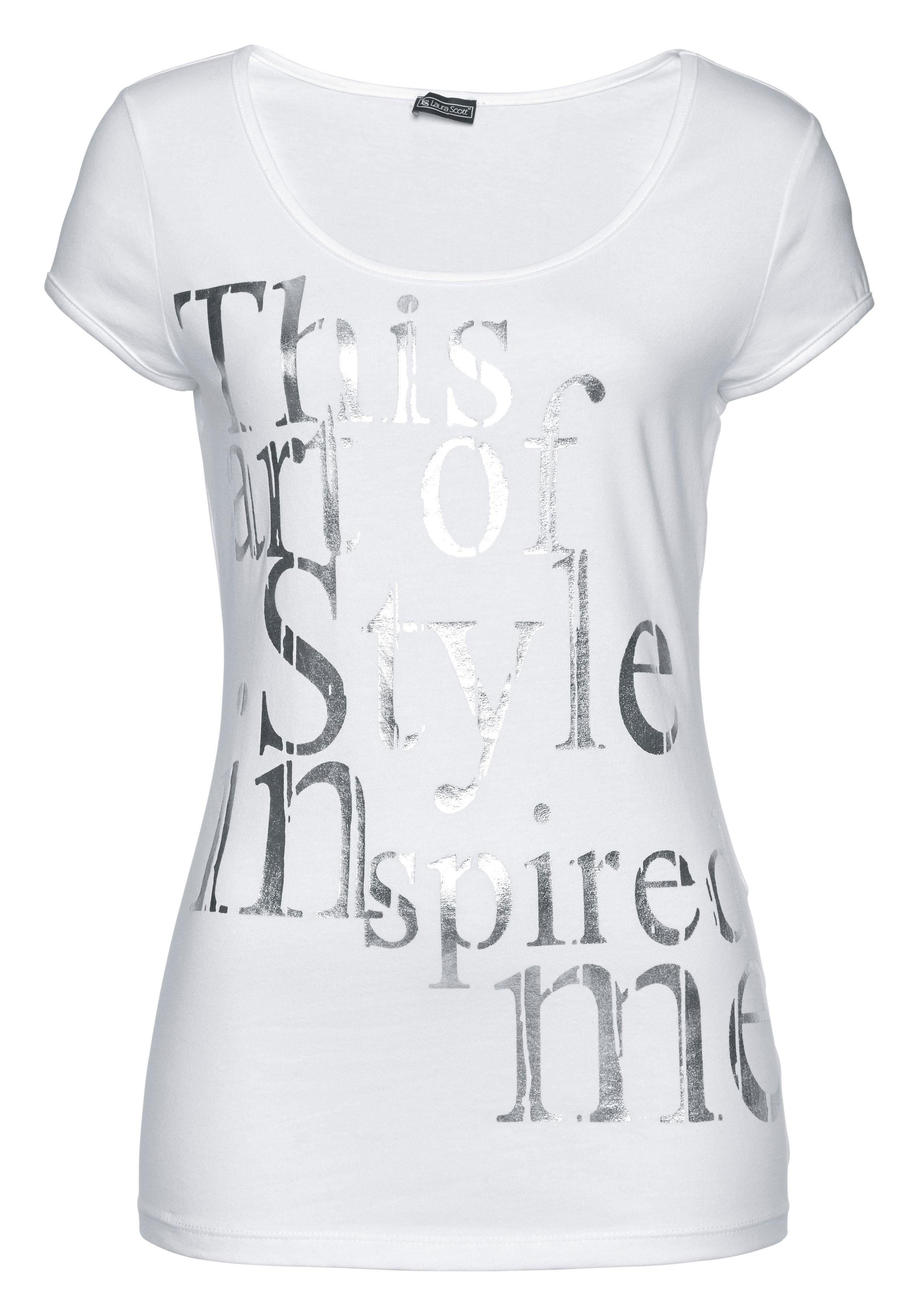 Laura Scott T-Shirt sehr figurbetonte Passform, mit Rundhalsausschnitt. Reduzierter Preis € 13,99. Unverbindliche Preisempfehlung € 19,99, (€ 13,99 pro 1 Stk)