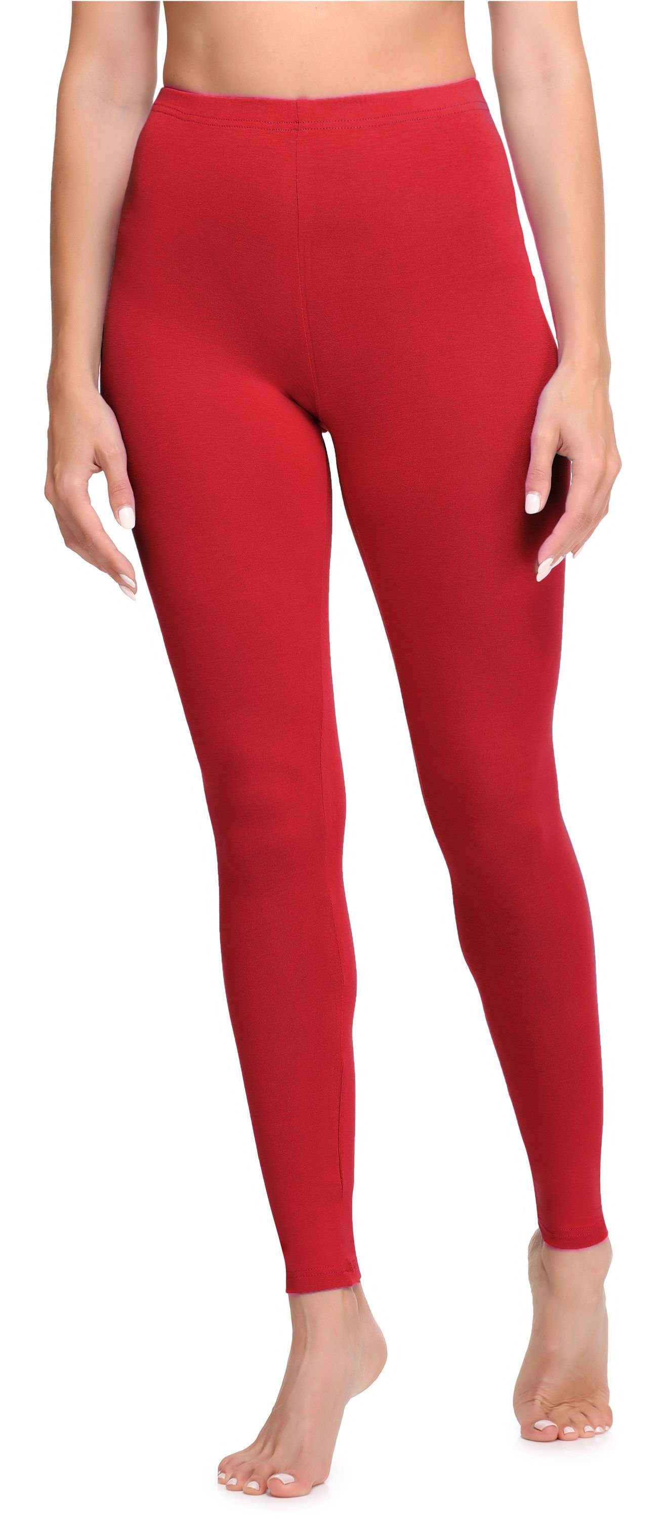 Ladeheid Leggings Damen Lange Leggings aus Baumwolle LA40-133 (1-tlg) elastischer Bund Rot