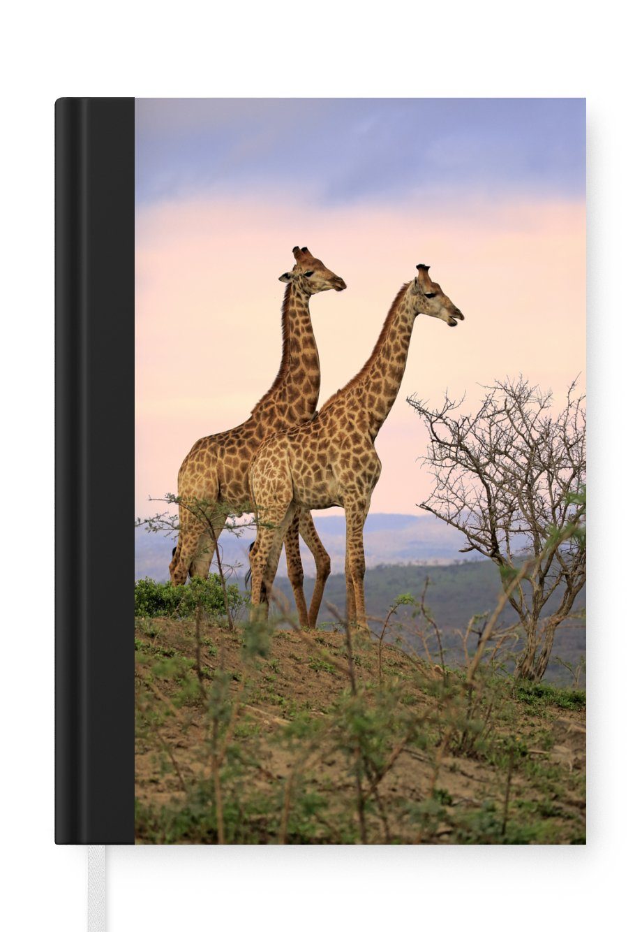 MuchoWow Notizbuch Giraffen - Himmel - Landschaft, Journal, Merkzettel, Tagebuch, Notizheft, A5, 98 Seiten, Haushaltsbuch