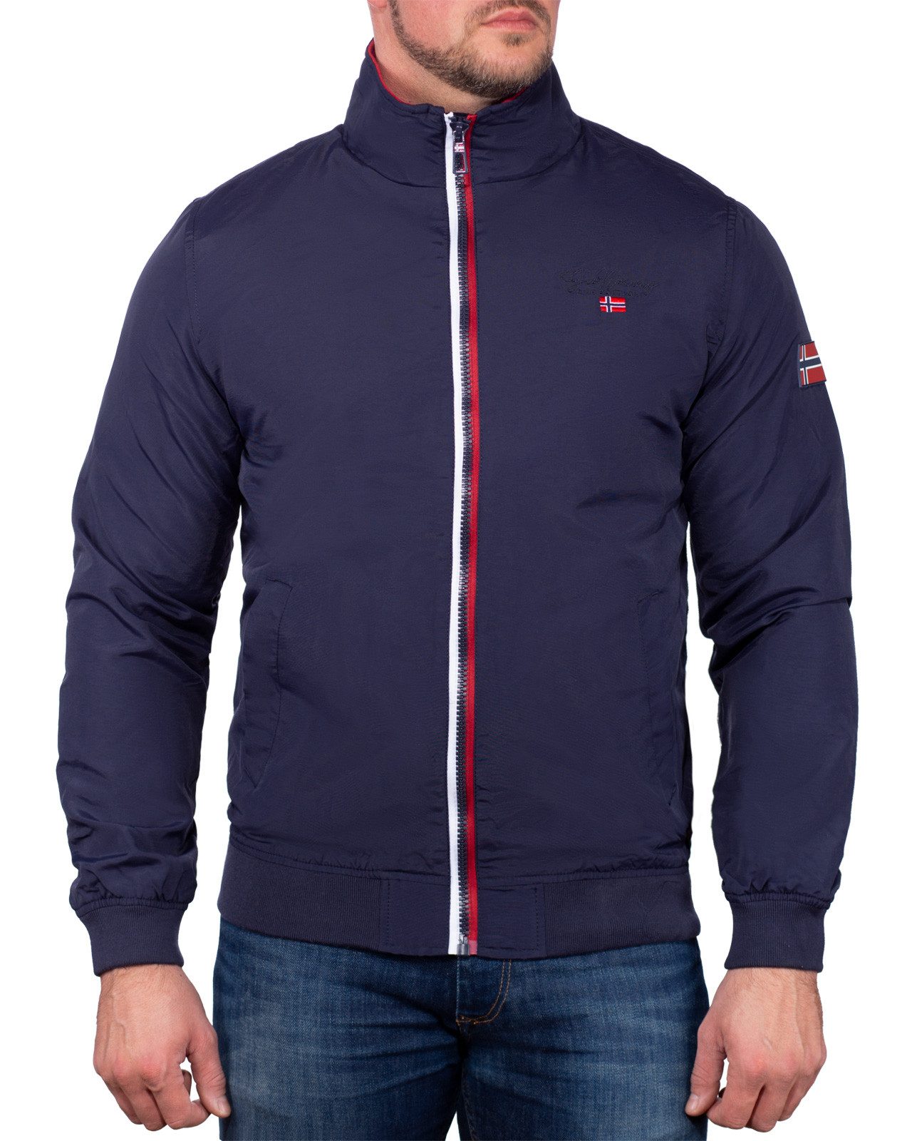 Geo Norway Allwetterjacke Herren Regular Fit Windbreaker babenilde Navy S mit norwegen Fahne