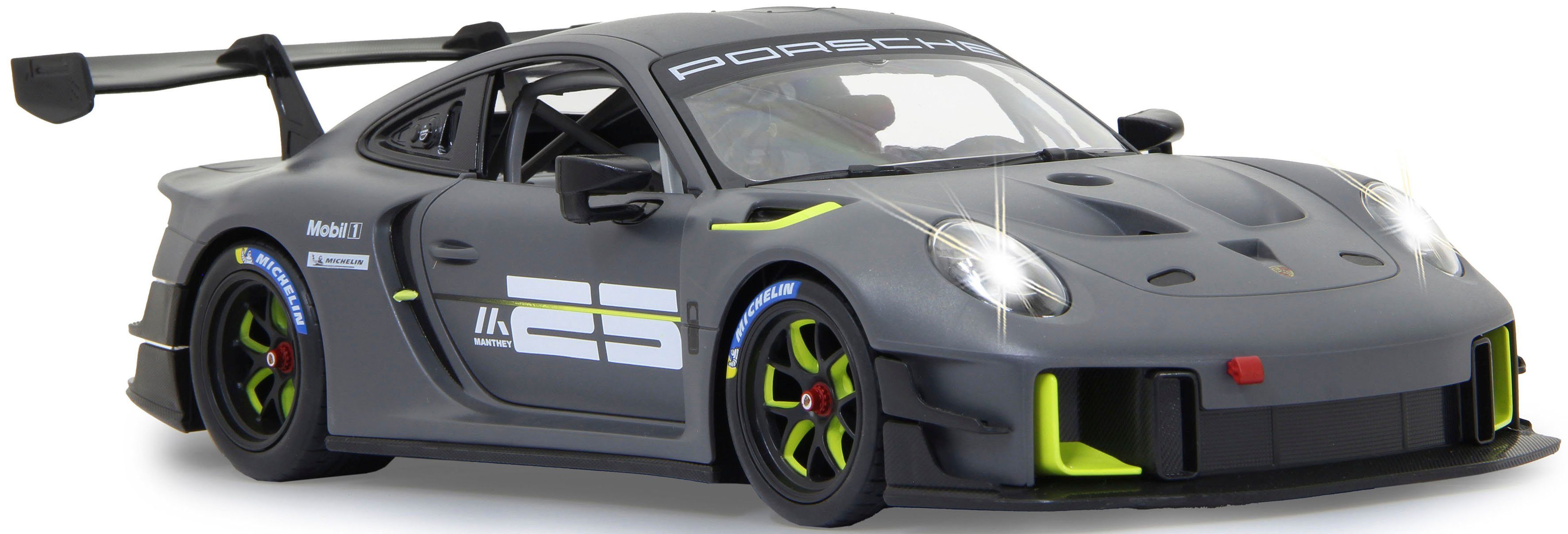 Jamara RC Car Deluxe Cars, Porsche 911 GT2 RS Clubsport 25 1:14, grey - 2.4 GHz, with LED lights