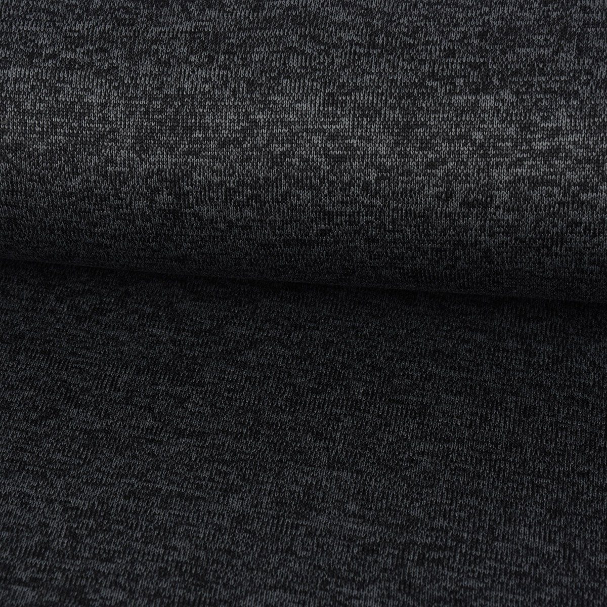 Stoff Sweatstoff Stricksweat schwarz grau meliert 1,55m