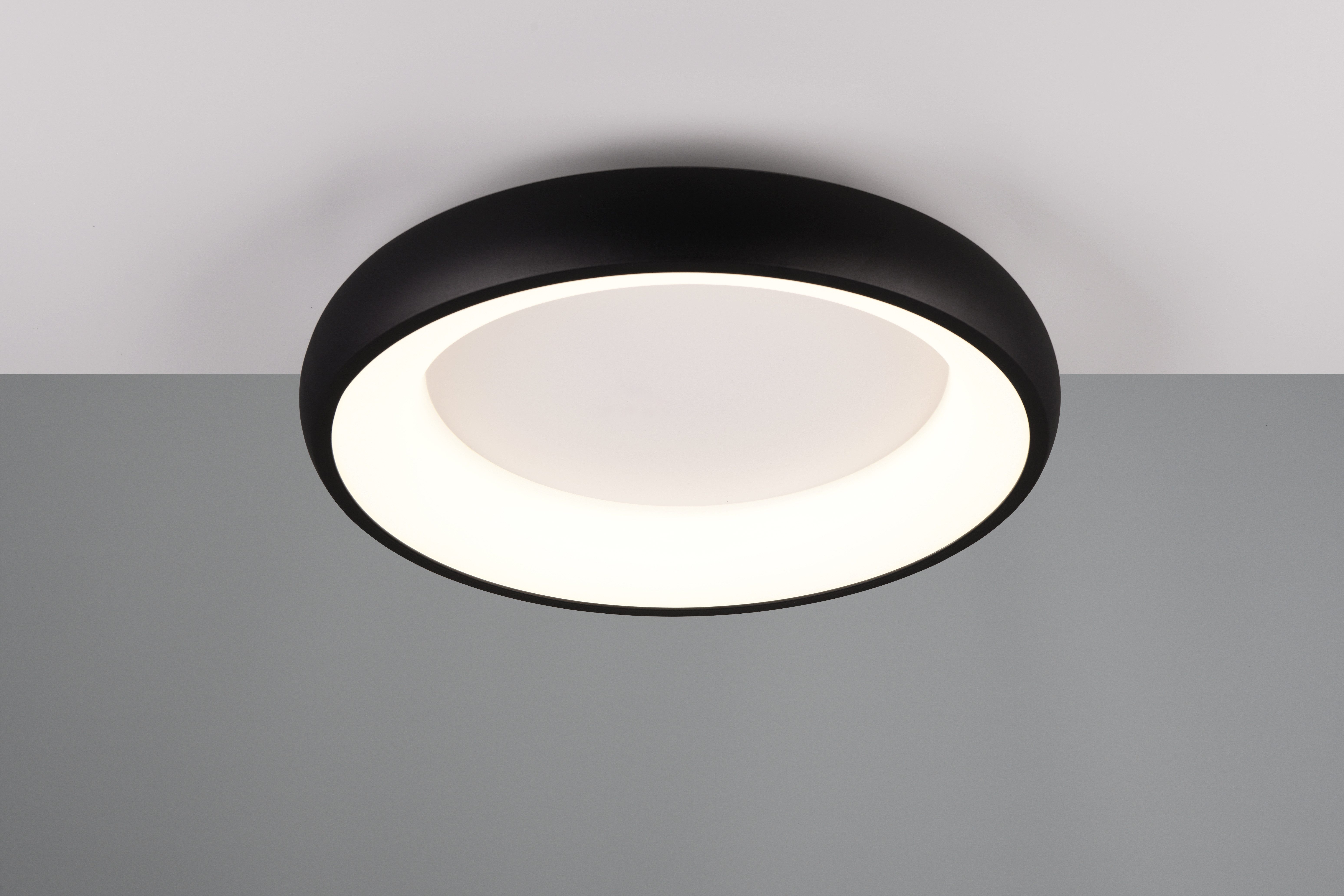 TRIO Leuchten LED Deckenleuchte CARDONA, runde LED Deckenlampe Büro, Ø 46cm, 3300 Lumen 29W, dimmbar, Dimmfunktion, LED fest integriert, warmweiß - kaltweiß, CCT - Lichtfarbe einstellbar 2300/3000/4000K, auch Wandmontage möglich