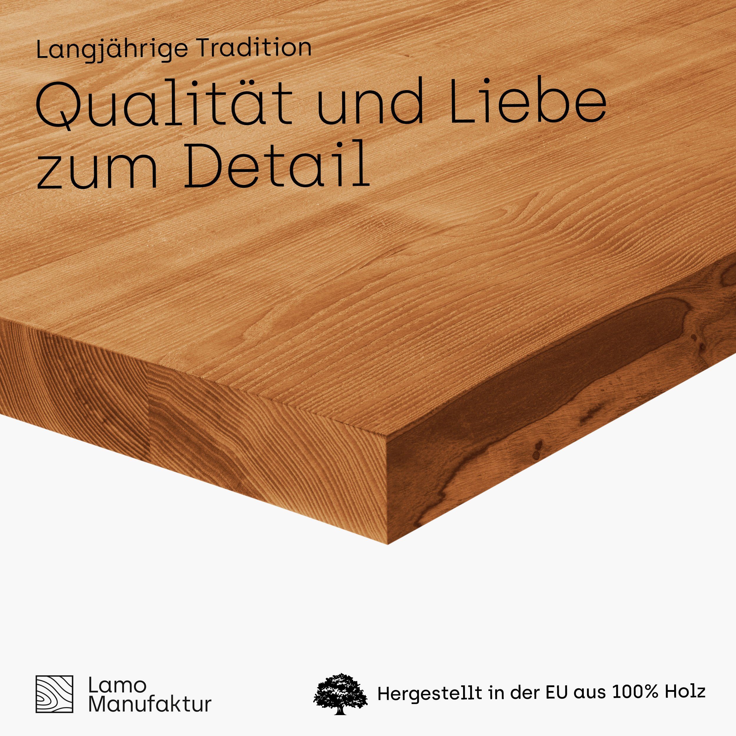 LAMO Manufaktur Esstischplatte LHB Massivholzplatte starke Esstischtischplatte), (Bürotisch, Rustikal 40mm