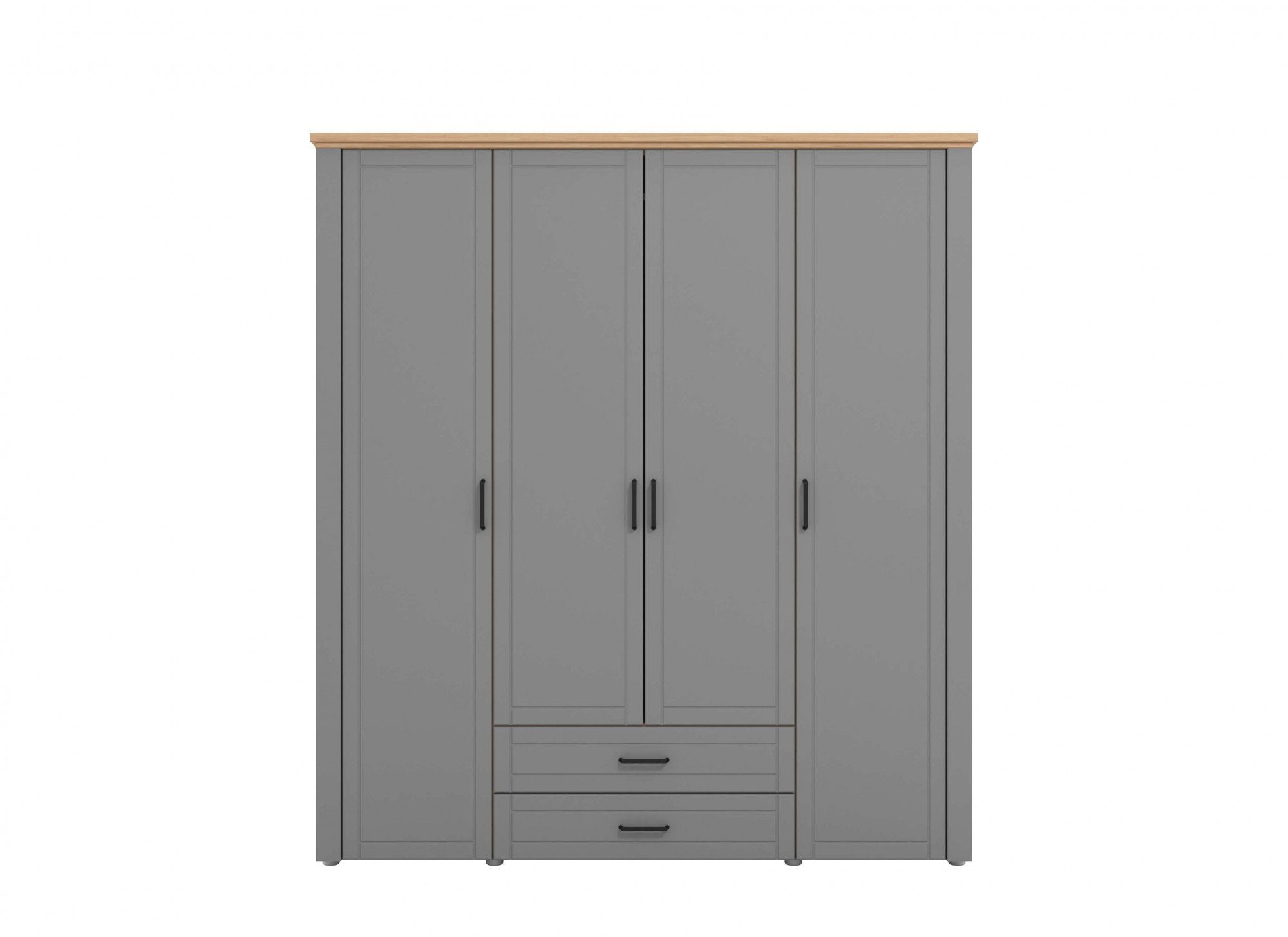 Home affaire Kleiderschrank Valencia mit 2 Schubladen und komplette Innenausstattung Grau matt | Graphite grau