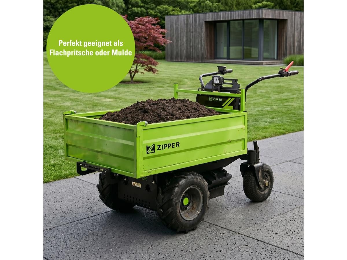 ZIPPER Dumper ZI-ED600, 220 l, Set, inkl. Batterie und Ladegerät, 600 kg Traglast, 200 l Fassungsvermögen