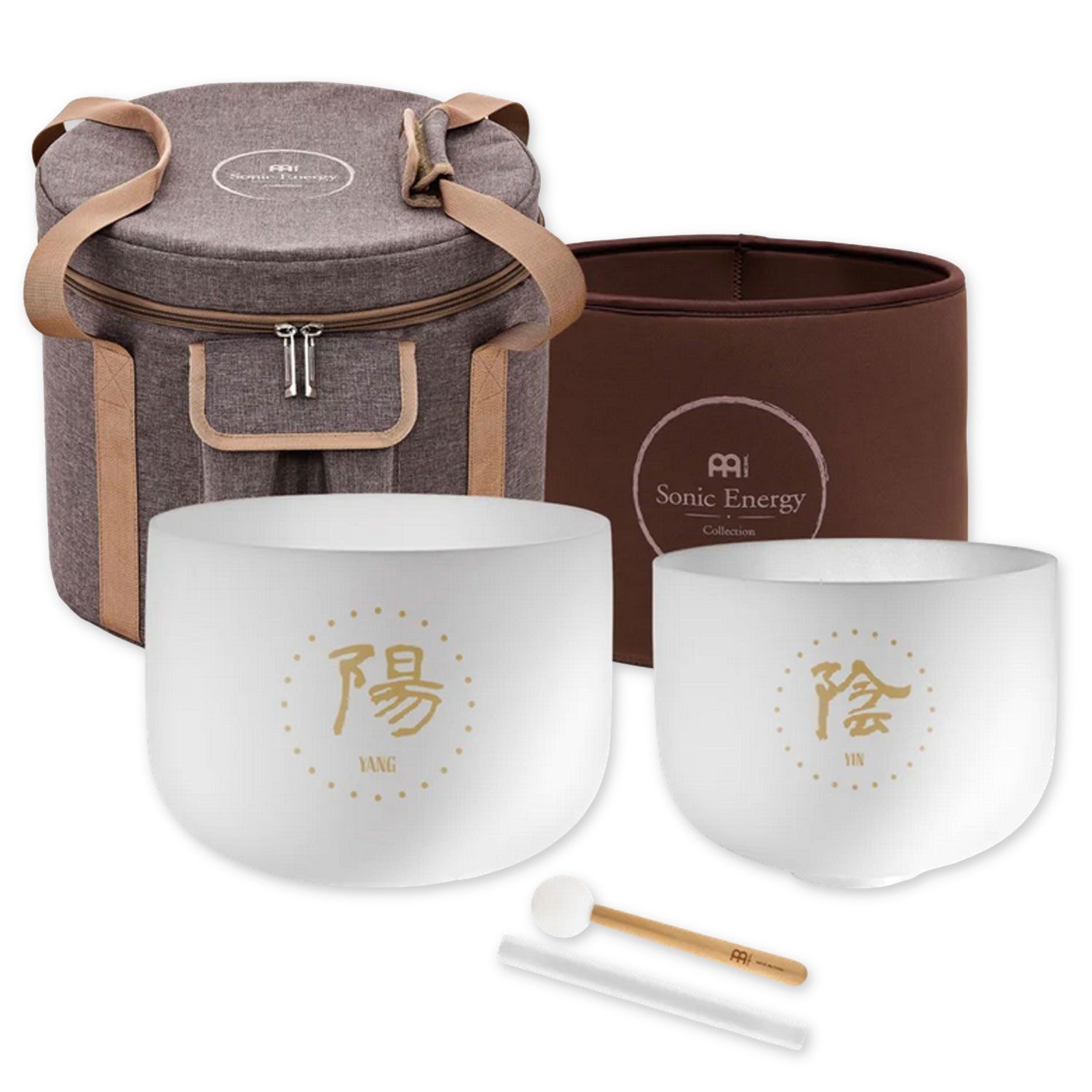 Meinl Sonic Energy Klangschalen Meinl Sonic Energy Quarz-Klangschalen Set TCMCSBSET2 Yin Yang, Klangschalen-Set, Quarz-Klangschalen-Set mit 2 Klangschalen und Zubehör