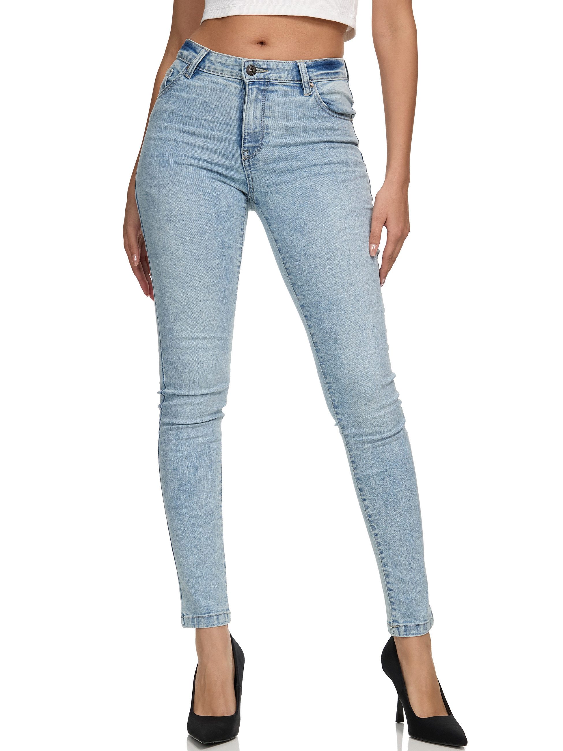 REPUBLIX Stretch-Jeans GEENA Damen Mid Waist Stretch Denim Jeans Basic