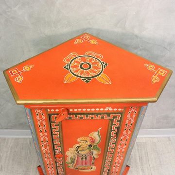 Oriental Galerie Mehrzweckschrank Tibet Eckschrank Rot - Blau 75 cm