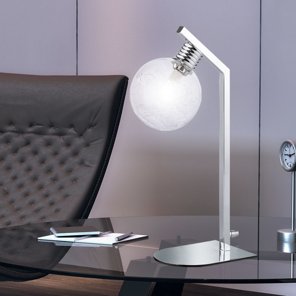 Tisch Warmweiß, Tischleuchte, LED inklusive, WOFI Leuchtmittel Glas transparent Leuchte LED Schalter Beleuchtung Kugel Lampe