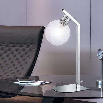WOFI LED Tischleuchte, Leuchtmittel inklusive, Warmweiß, LED Tisch Leuchte Glas Kugel Schalter Beleuchtung transparent Lampe