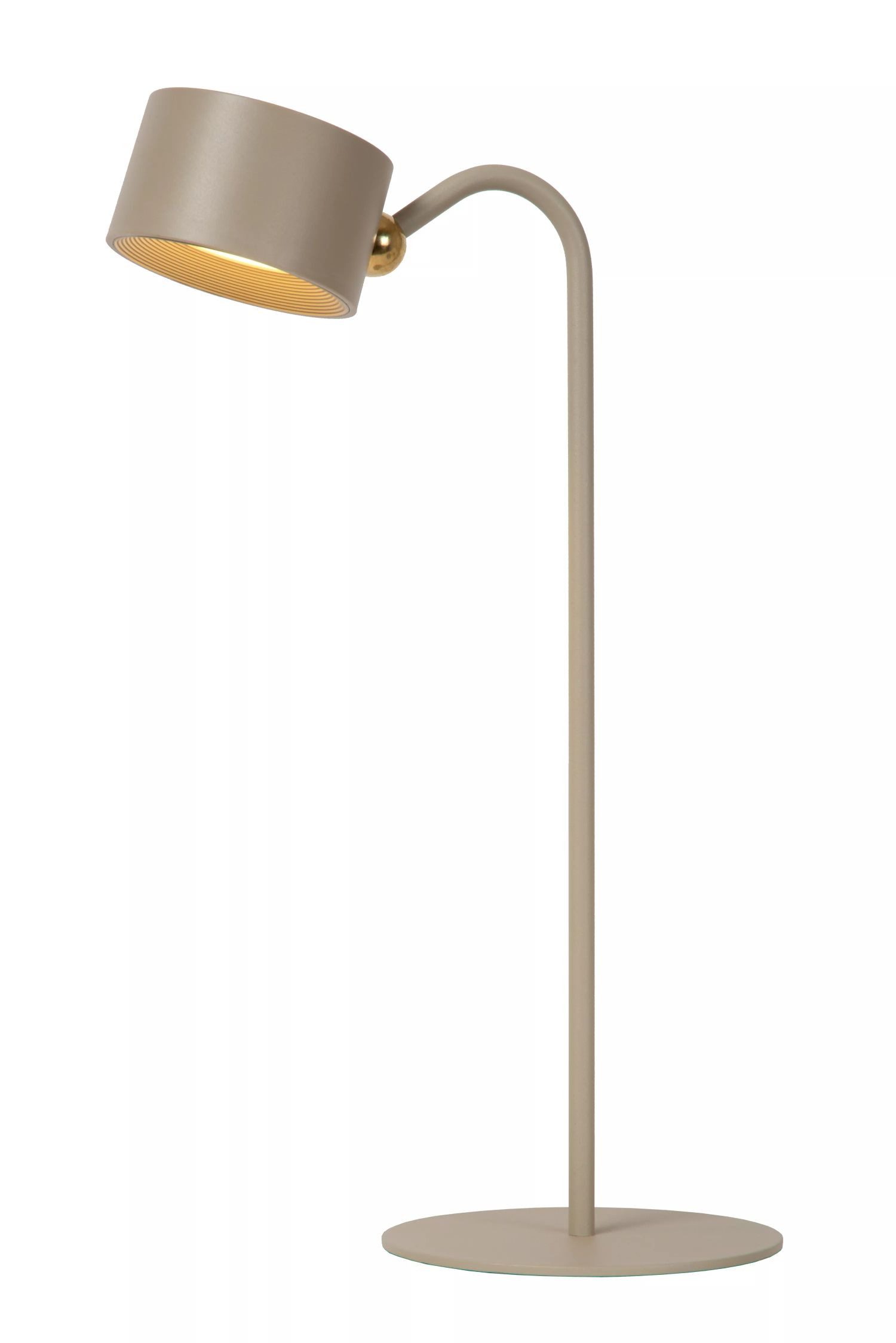 Licht-Erlebnisse Nachttischlampe ETUVO, LED fest integriert, LED Aluminium verstellbar 36 cm hoch Taupe warmweiß 2700-5700 K
