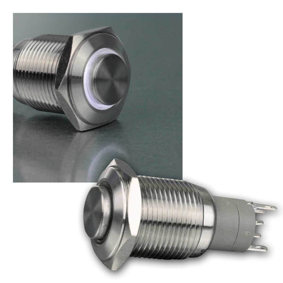 Sintron Schalter Metallschalter mit Ringbeleuchtung weiss, Ø16mm