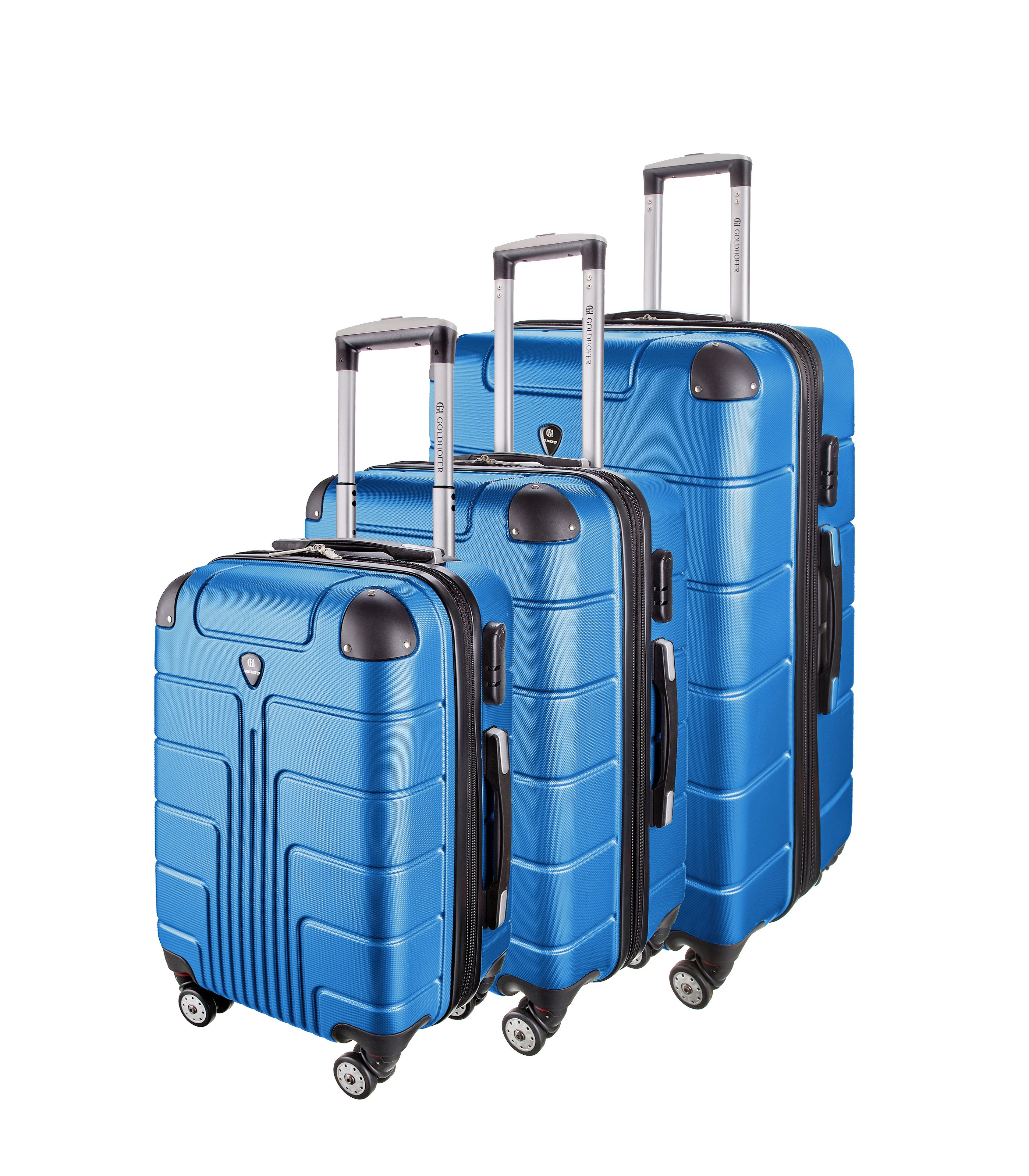 Goldhofer Kofferset verschiedene Modelle in 3 Größen & Farben mit 360° Leichtlaufrollen, (Set, 3 TLG), Außen Material ABS - Wasserabweisend