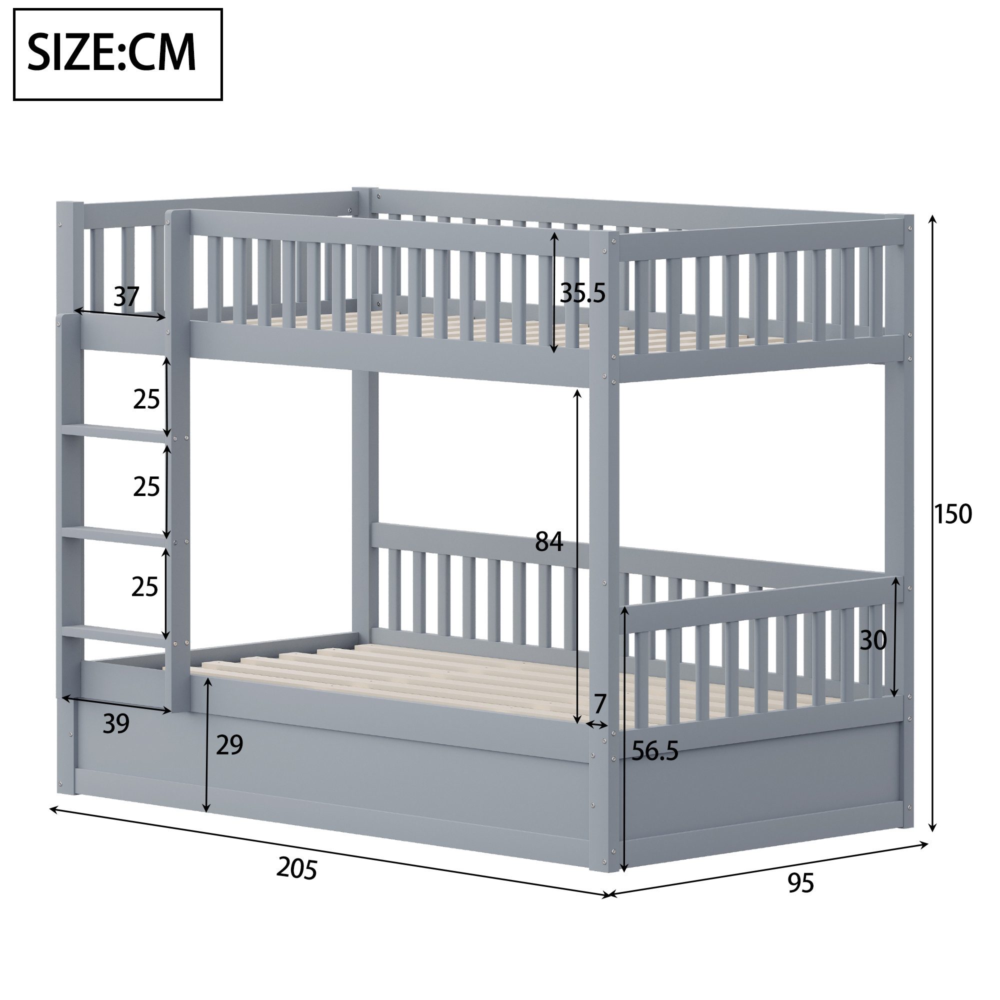 Flieks Etagenbett, Kinderbett Hydraulisches Unterbett 90x200cm mit Rausfall günstig online kaufen
