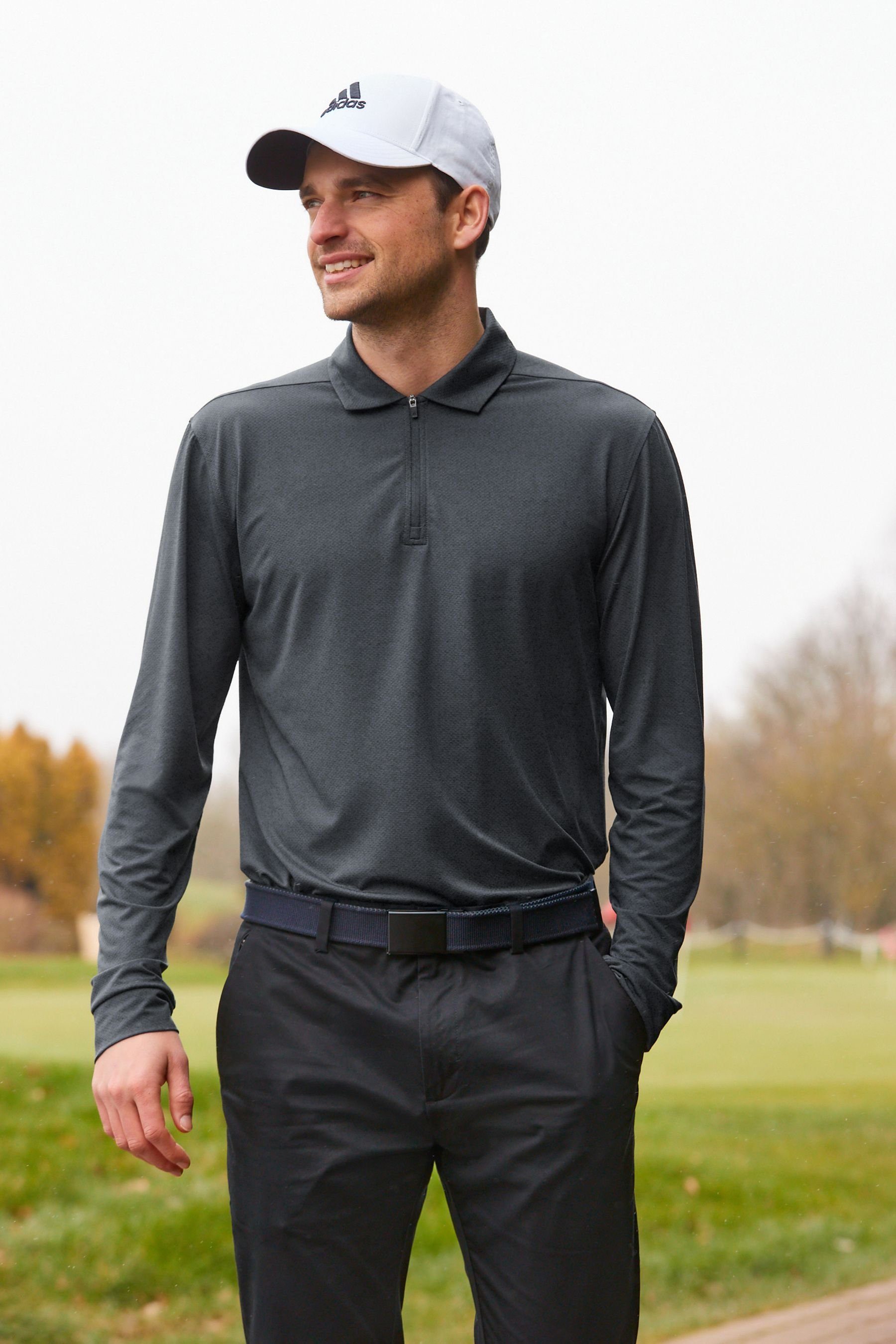 Langärmeliges Grey Next Slate Poloshirt (1-tlg) Golf Polohemd