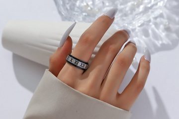 Eyecatcher Fingerring Anti Stress Ring römische Zahlen Schwarz Grau Anxiety Ring