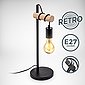 B.K.Licht Tischleuchte, Tischlampe 1 flammige Vintage Industrial Design Retro Lampe Stahl Holz Rund E27 ohne Leuchtmittel, Bild 3