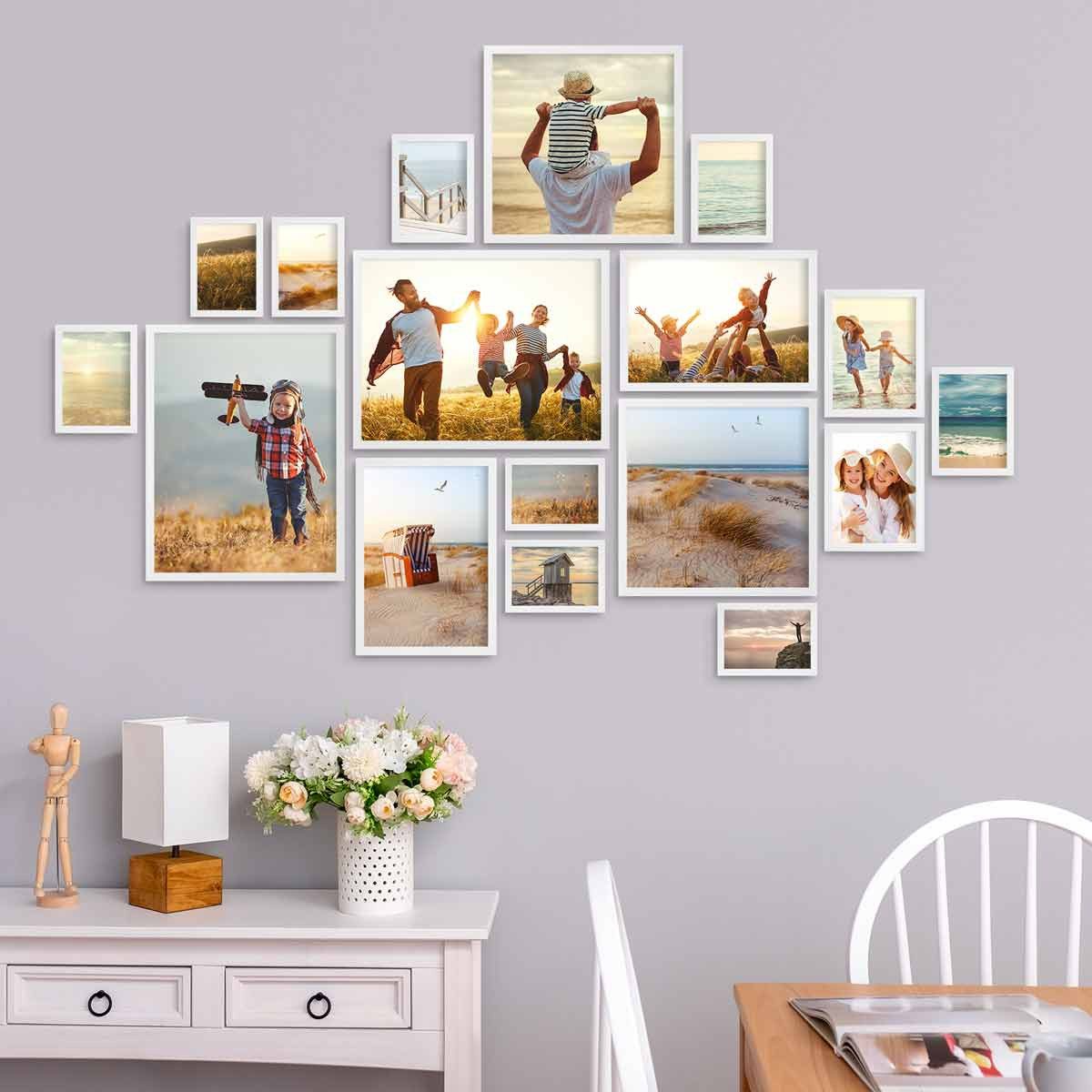 PHOTOLINI Bilderrahmen 17er Set Echtholz-Rahmen schmal, günstig online kaufen