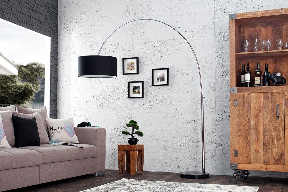 170-200cm Wohnzimmer schwarz, Metall · DEAL · Bogenlampe LOUNGE riess-ambiente · Leuchtmittel, verstellbar Modern ohne Design