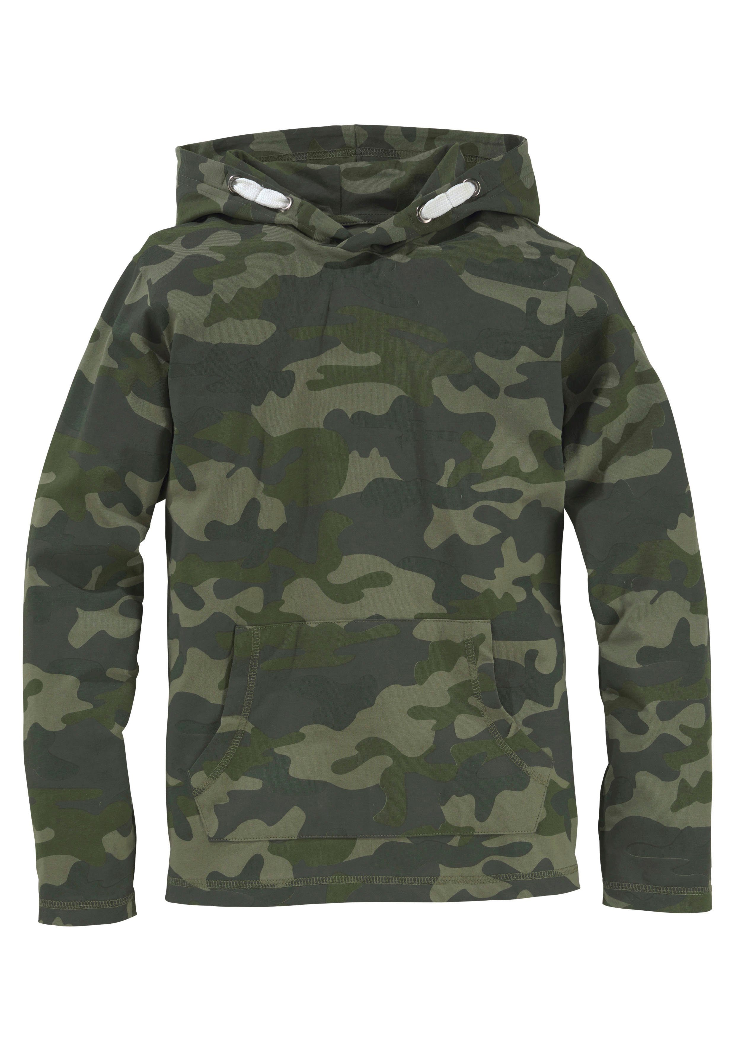 KIDSWORLD Langarmshirt Tarnfarben - Muster Langarm, Basic-Passform, Allover-Druck, mit Kapuze. Reduzierter Preis € 17,99. Unverbindliche Preisempfehlung € 24,99, (€ 17,99 pro 1 Stk)