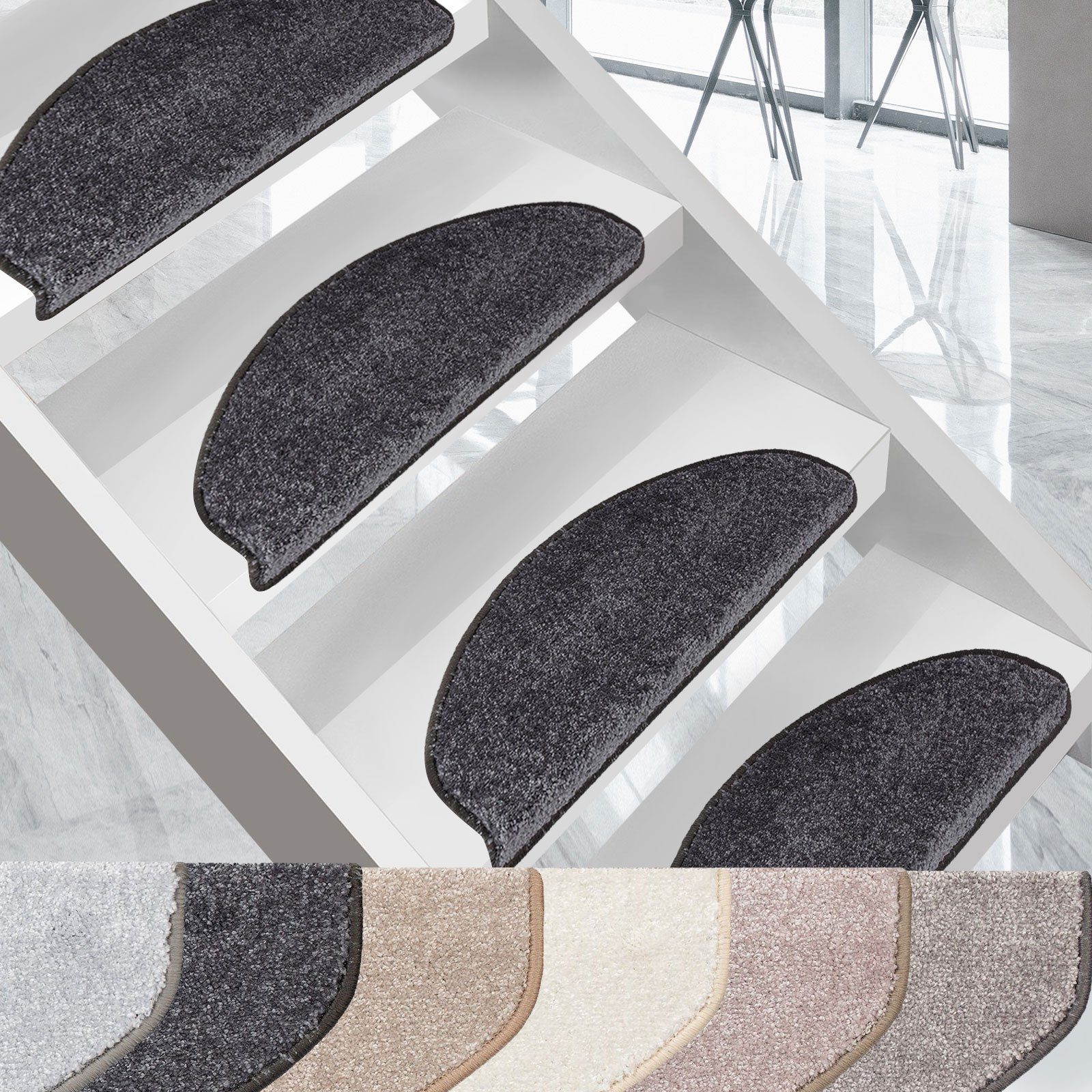 Stufenmatte »Sundae 1A, Erhältlich in vielen Farben & Größen,  Treppenschutz«, Floordirekt, Halbrund, Höhe 13,5 mm online kaufen | OTTO