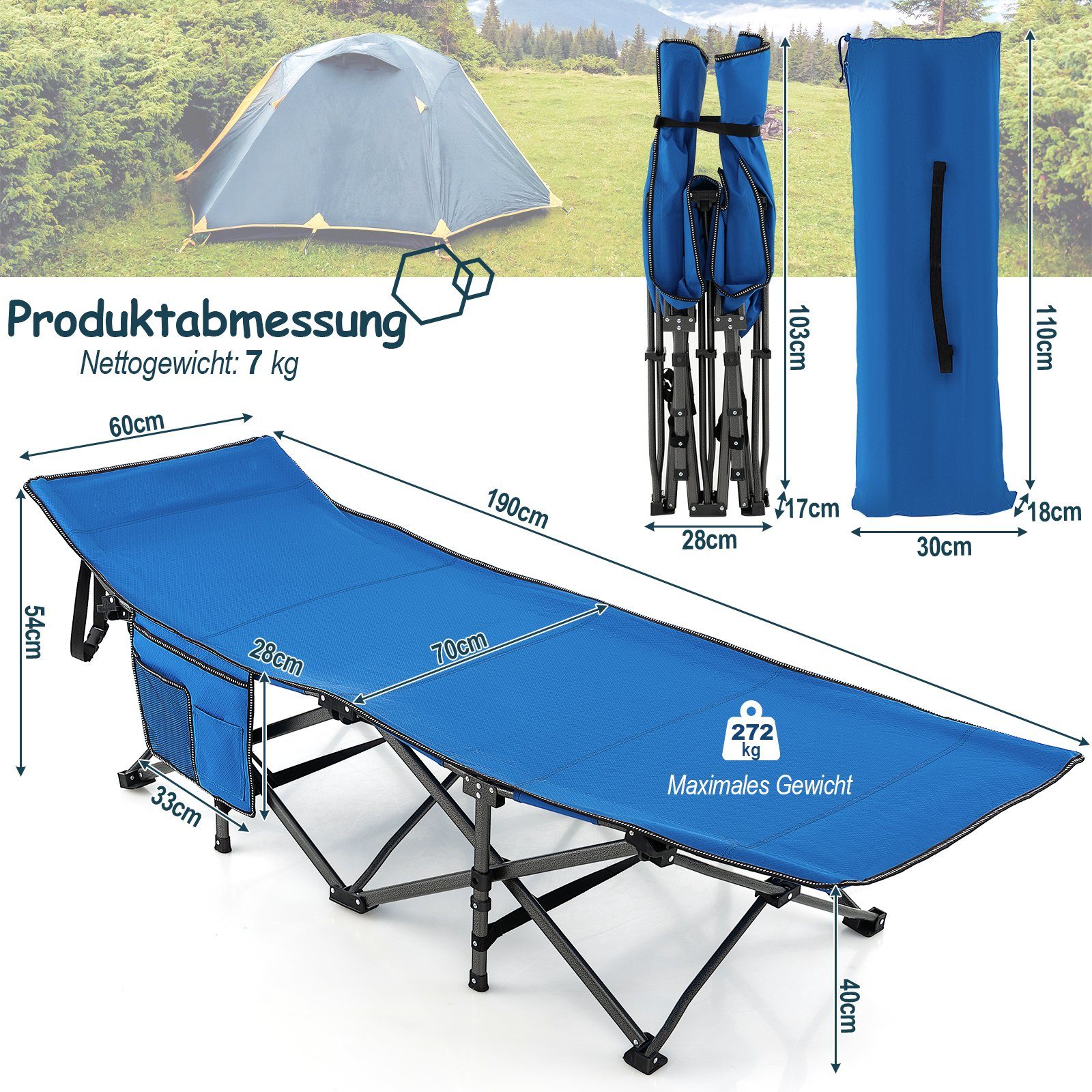 COSTWAY Feldbett Campingbett klappbar, leicht mit günstig online kaufen