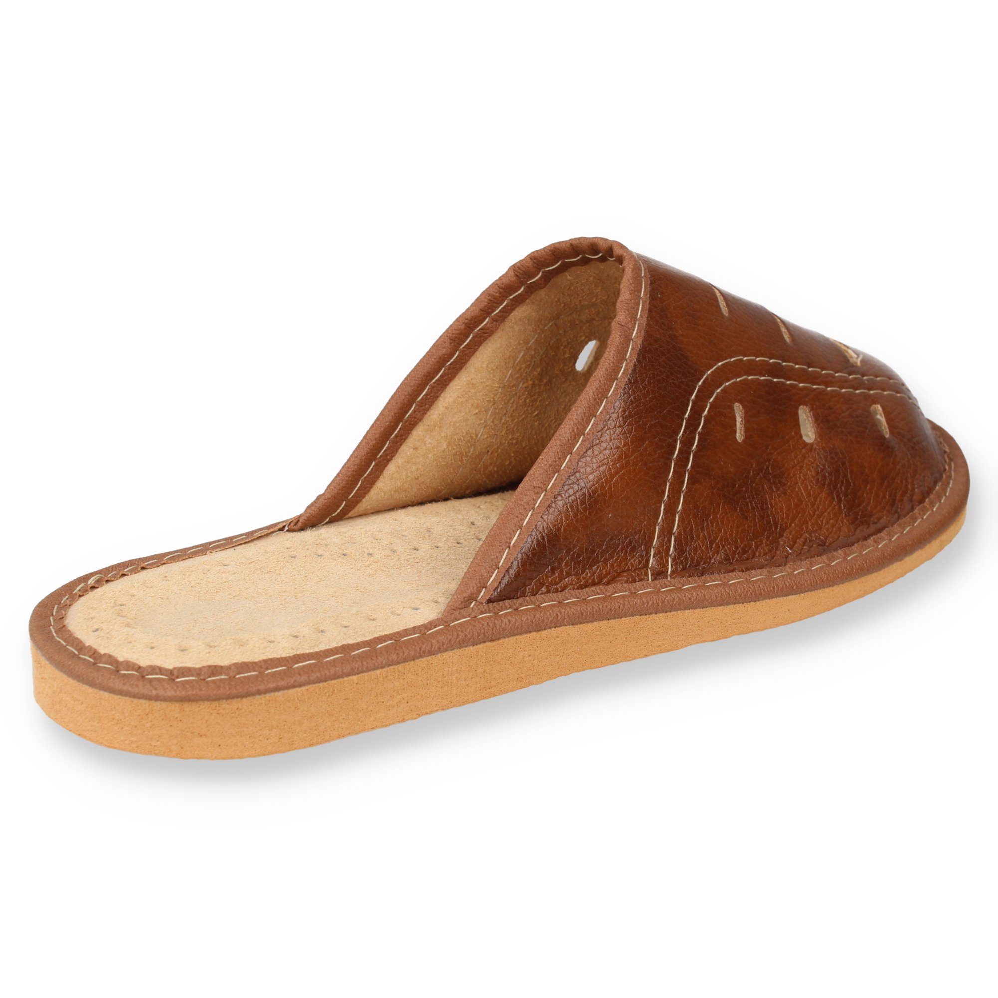 filsko Metz Herren Hausschuh Sommer Pantoffeln, Lüftungslöcher, Braun – Bild 5 von 5