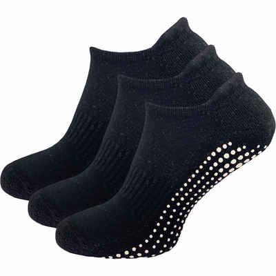 GAWILO ABS-Socken für Damen - Yoga & Pilates Socken - sicherer Halt auf glatten Böden (3 Paar) - rutschfest - mit hohem Baumwollanteil