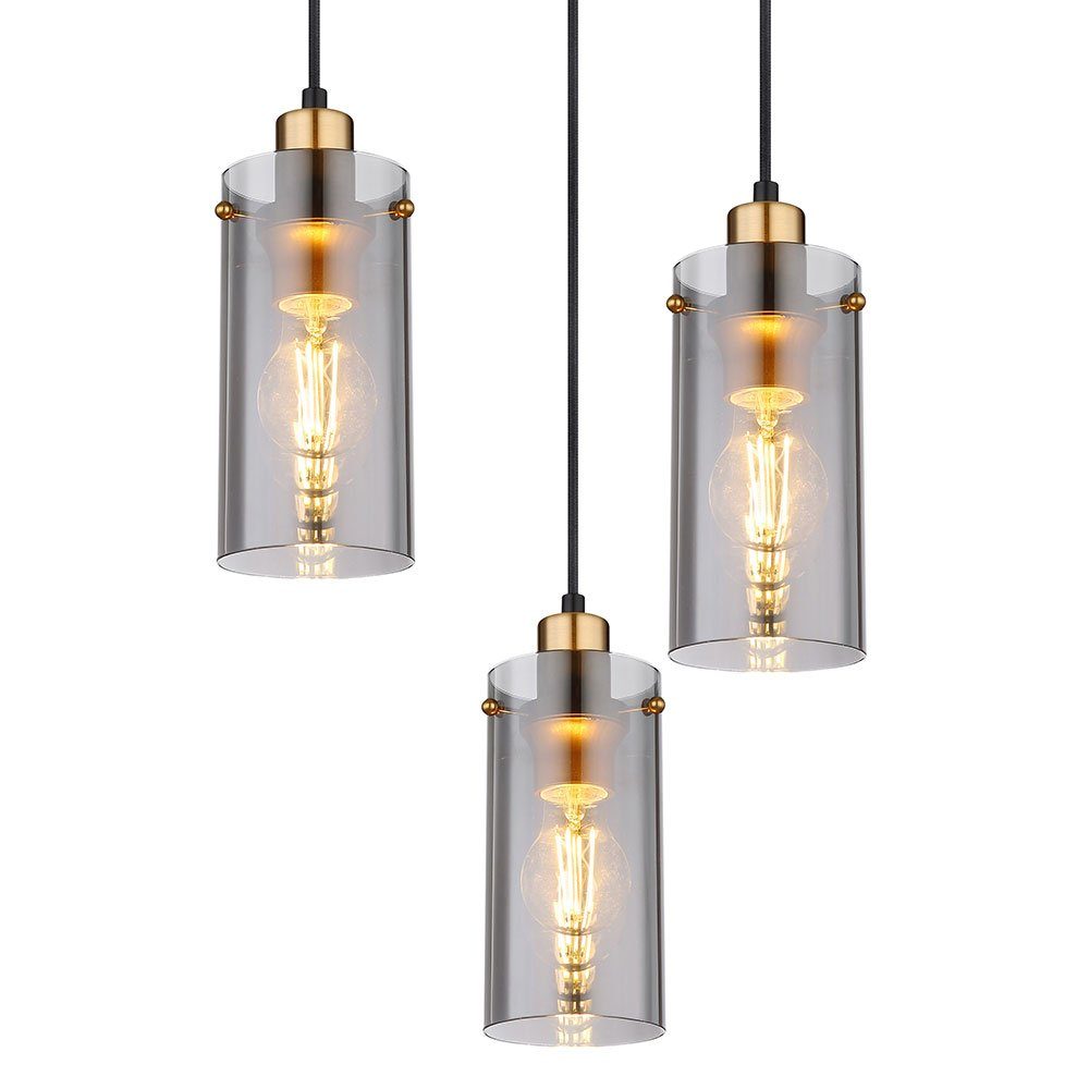 etc-shop Pendelleuchte, Leuchtmittel nicht inklusive, Esstischlampe Glas rauch Pendelleuchte Wohnzimmerlampe, Hängeleuchte