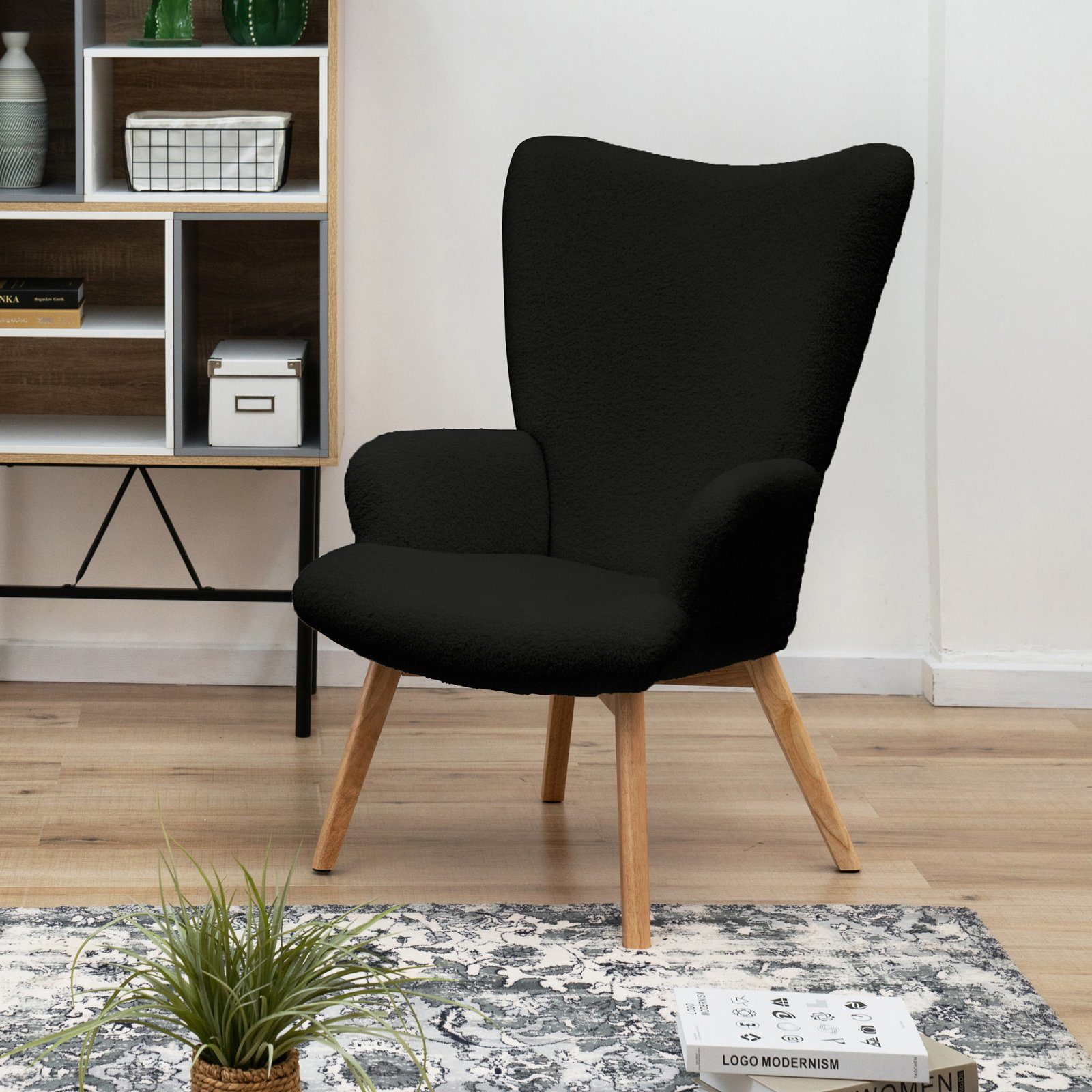 SVITA Sessel OLAV, Ohrensessel,Stillsessel,Holzbeine,Teddybouclé Bezug günstig online kaufen