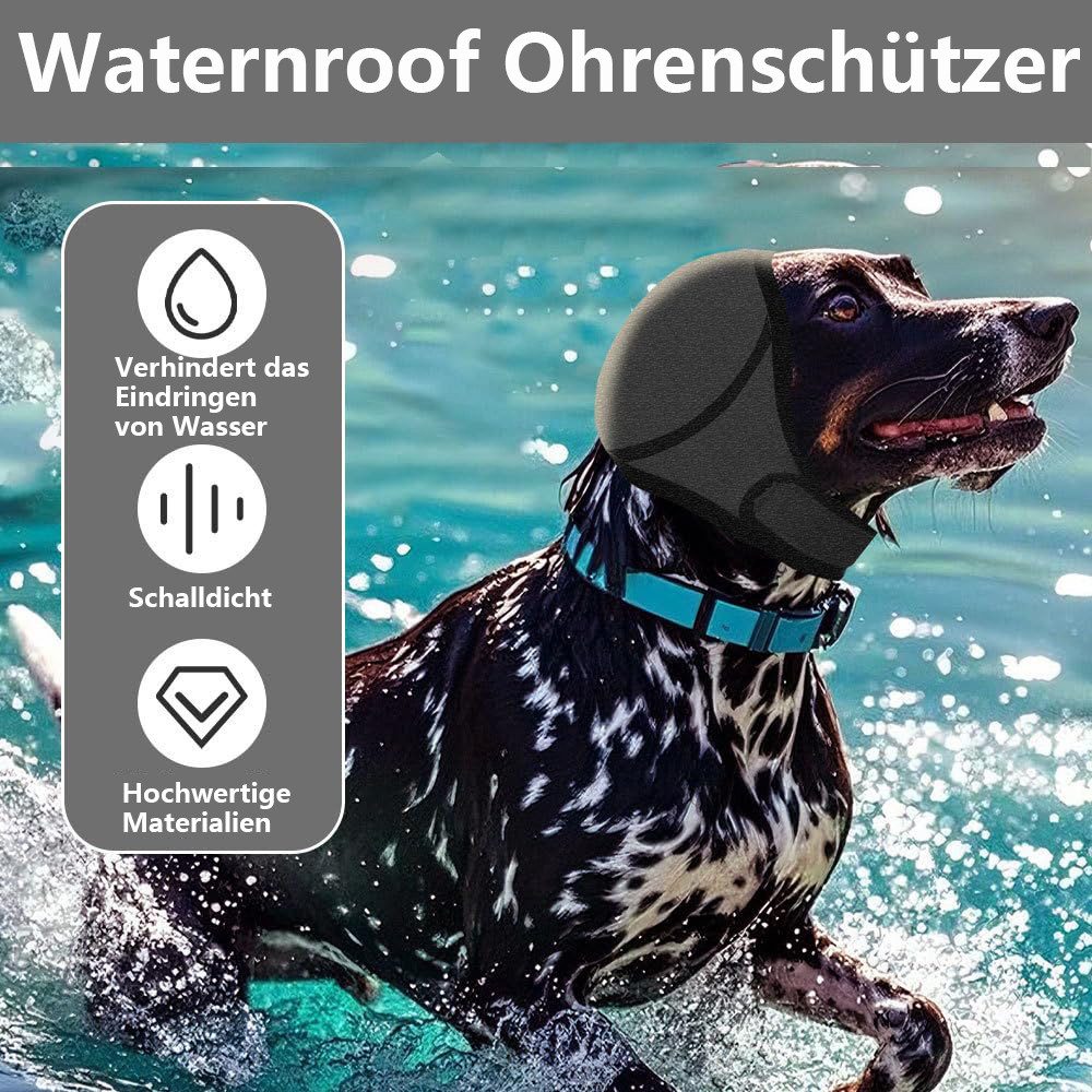 Ledander Duschhaube Hund Schwimmkappen,1 Stuck Verstellbar Hunde-Ohrschützer zum Schwimmen, Wasserdicht Badekappe für kleine, mittelgroße und große Hunde, Welpen