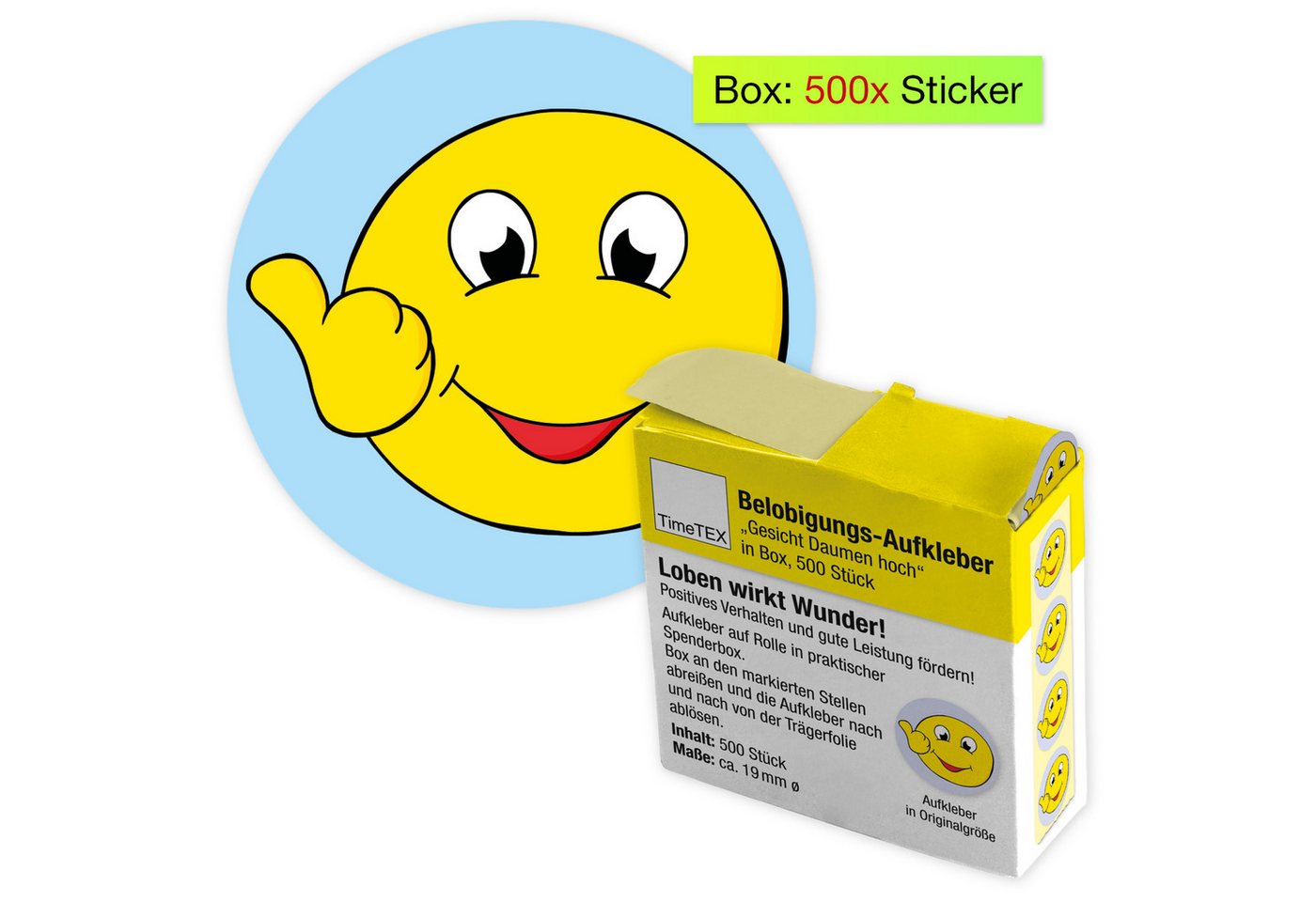 Thumbnail - TimeTEX Sticker Belobigungs-Aufkleber zur Motivation in Spender-Box, 500 Stück
